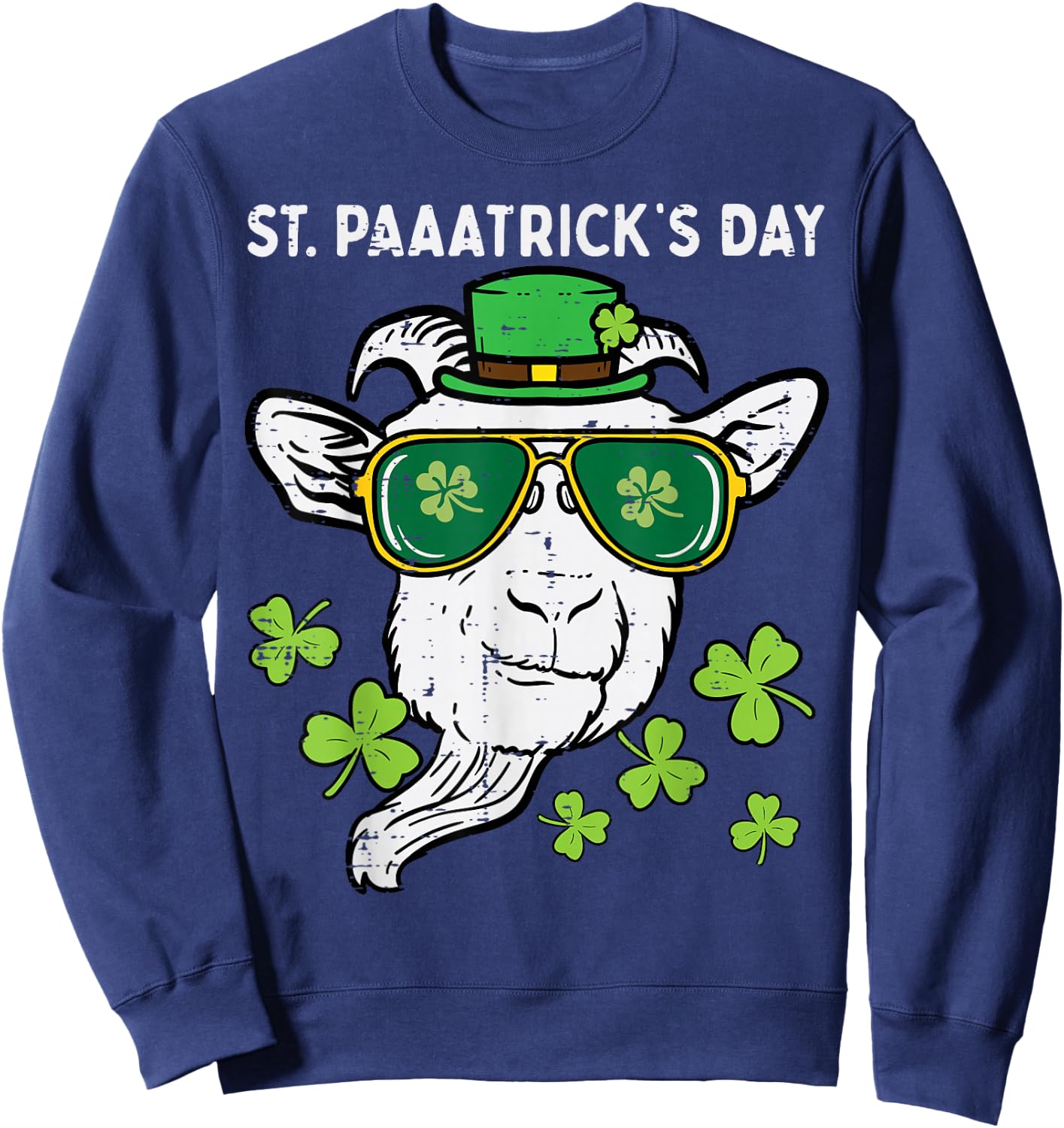St Patricks Day Goat Head Saint Pattys Farmer Men Women Kids Sweatshirt - Sweatshirt | Navy