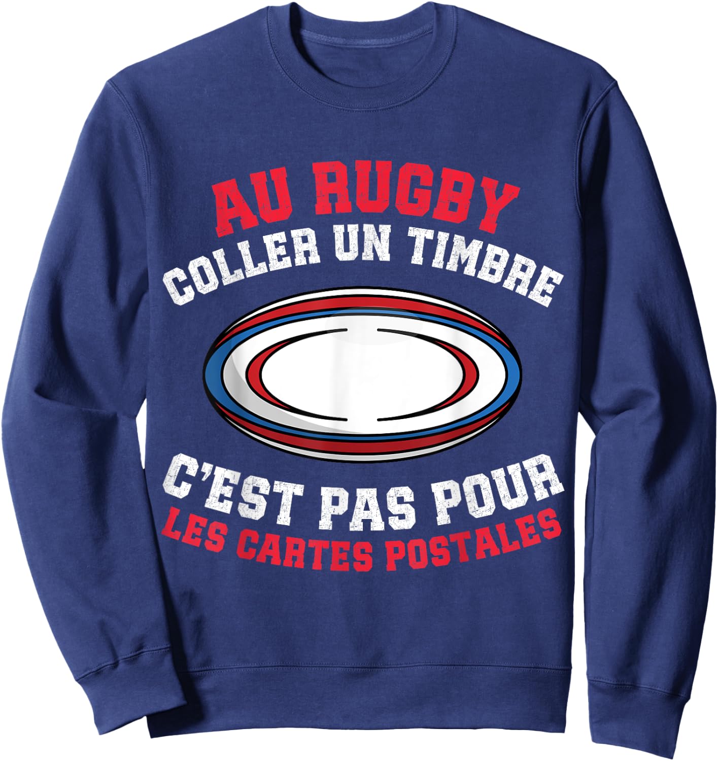 At Rugby Paste A Stamp No Postcard Rugby Player , Black, S Sweatshirt - Sweatshirt | Navy