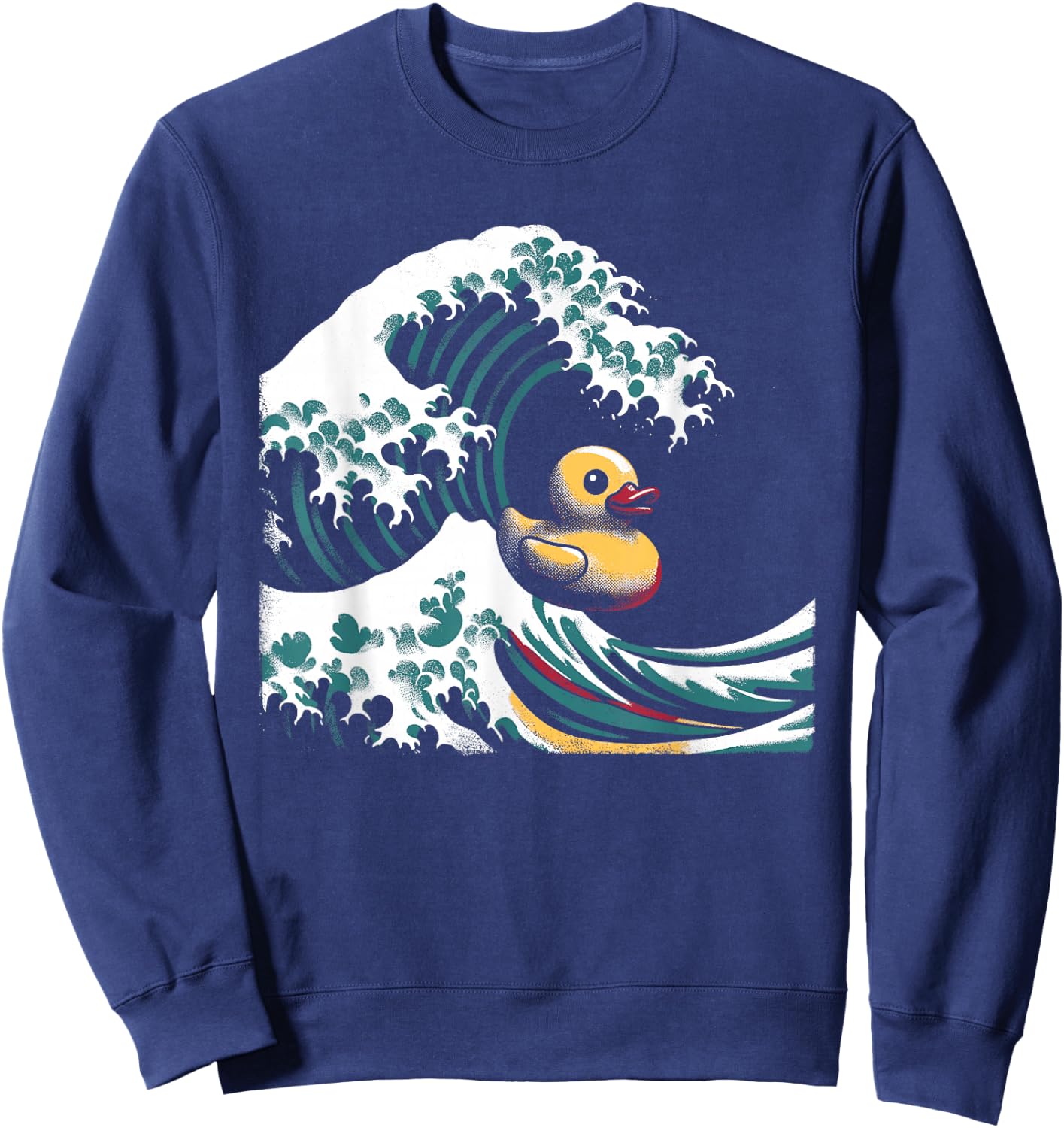 Rubber Duck Great Wave - Retro Kanagawa Wave Duck Lover Sweatshirt - Sweatshirt | Navy