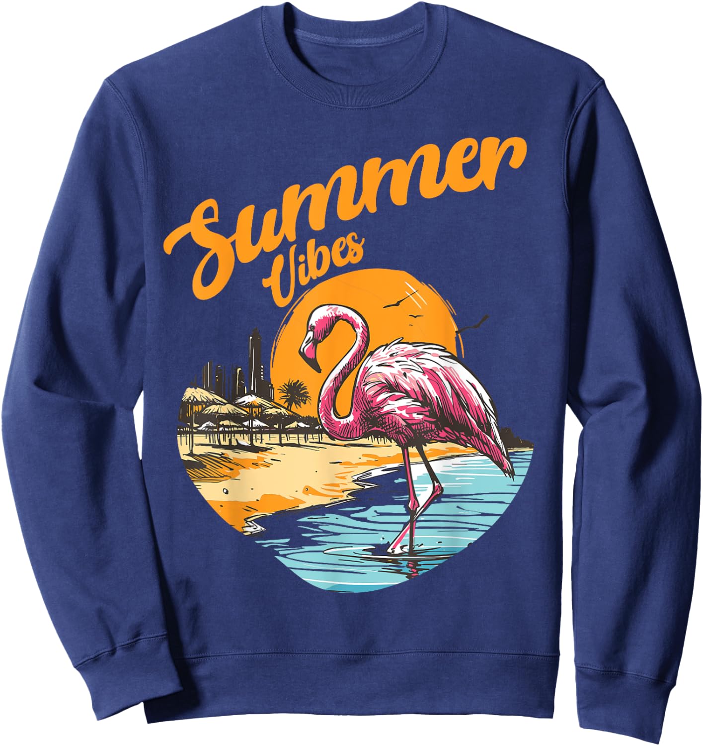 Summer Vibes Vintage Retro 70's Beach Vacation Cute Women's Sweatshirt - Sweatshirt | Navy