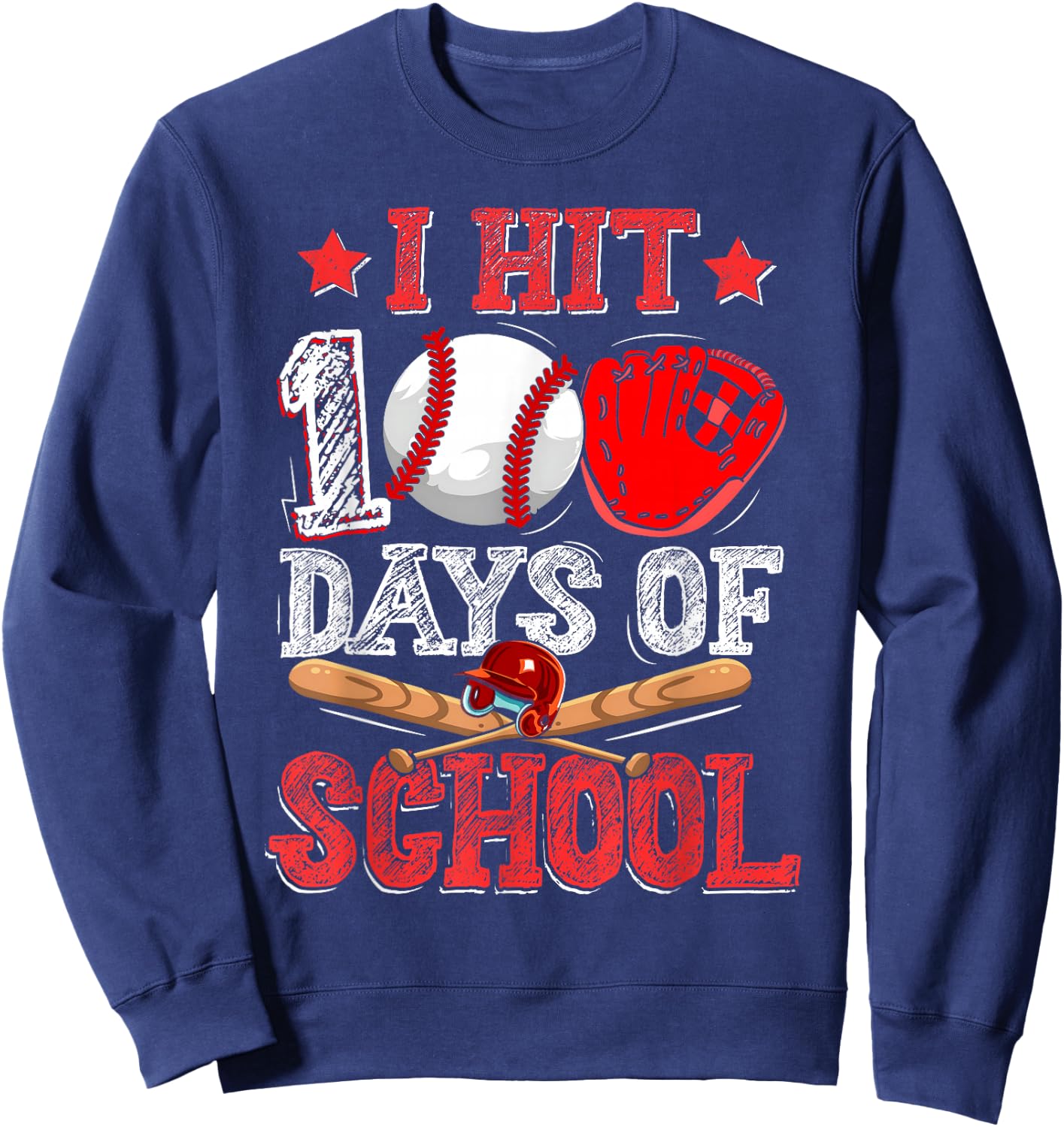 Bat 100th Day Of School Sweatshirt - Sweatshirt | Navy