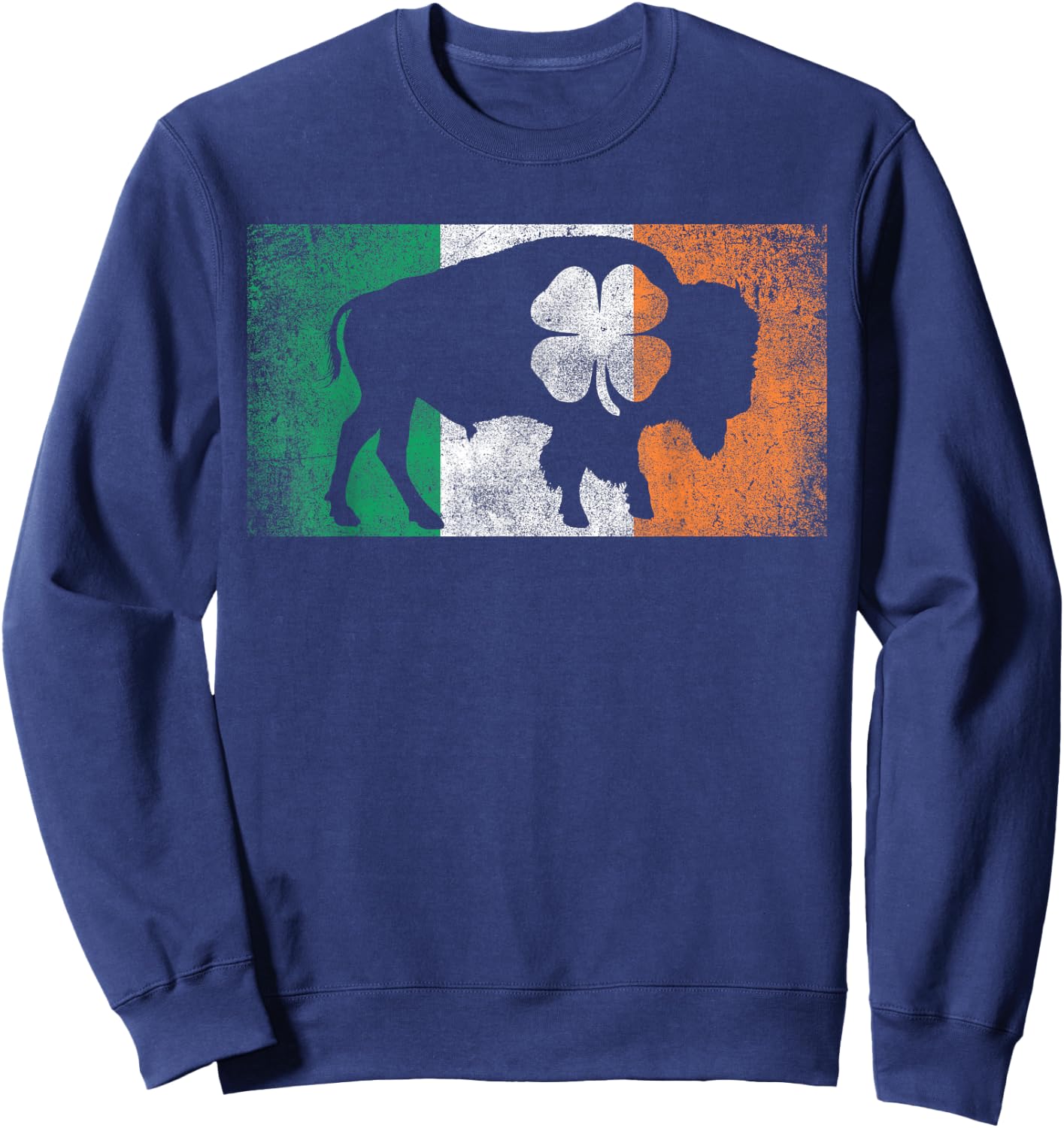 Buffalo - Shamrock St. Patrick's Day Irish Flag Sweatshirt - Sweatshirt | Navy