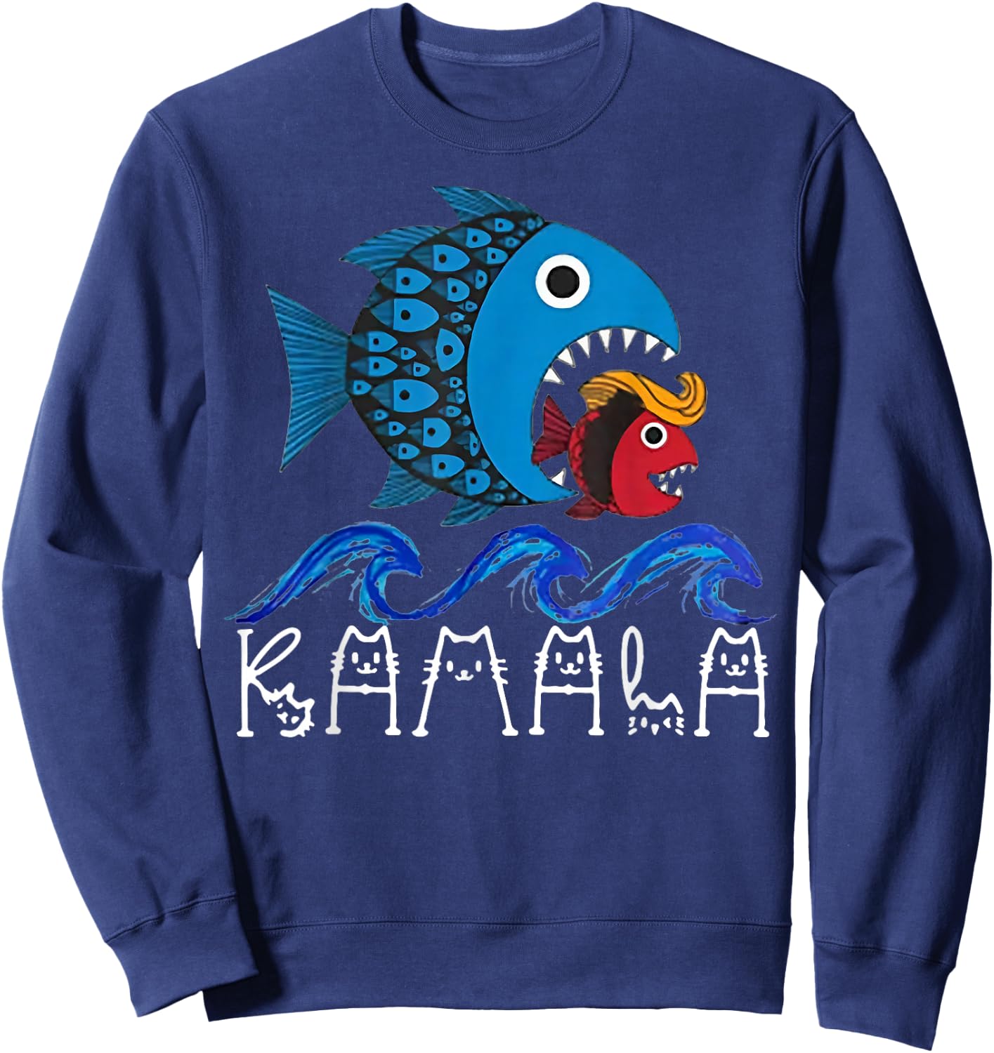 Kamala Fish Eat Fish Sweatshirt - Sweatshirt | Navy