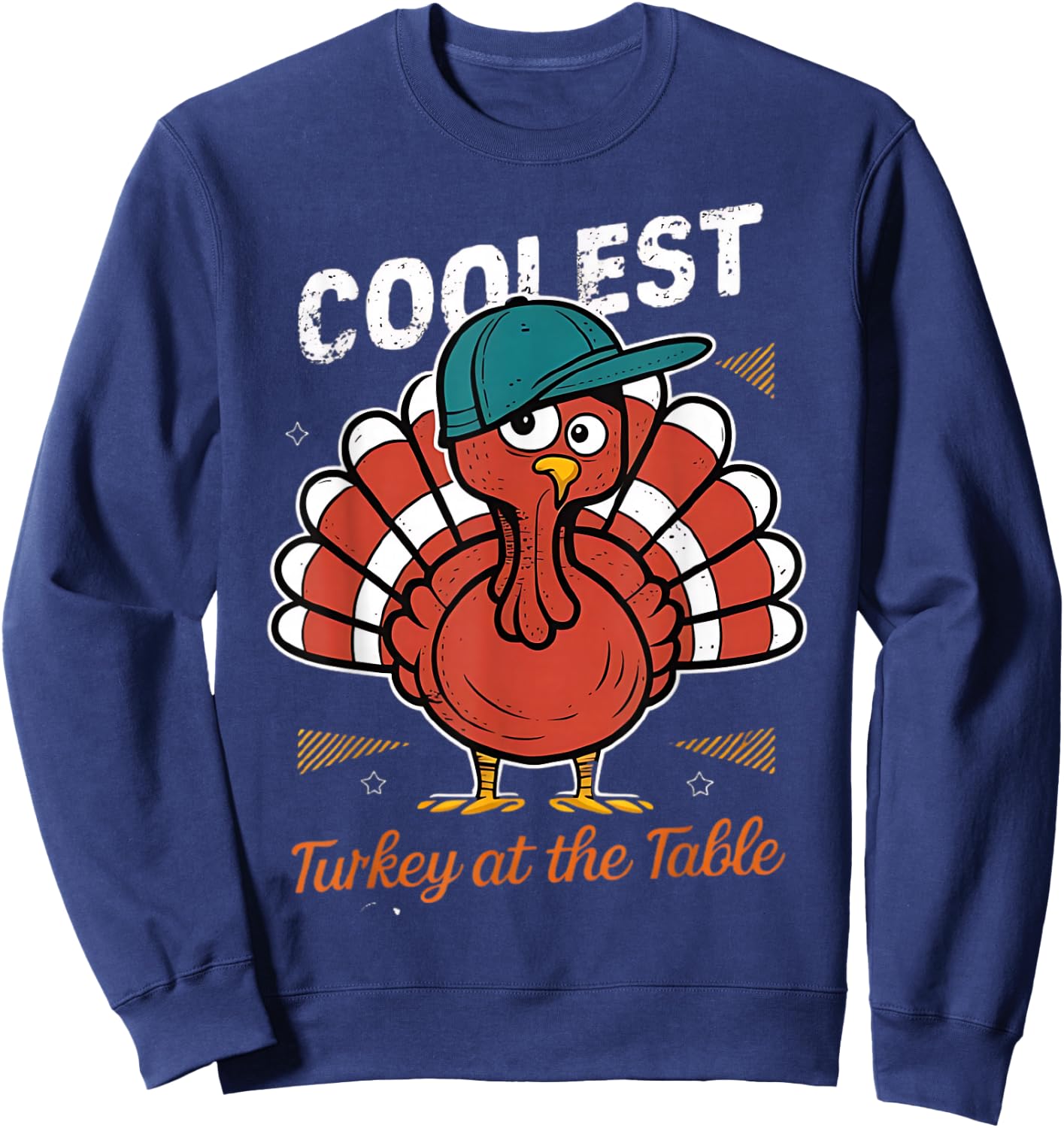 Thanksgiving Coolest Turkey At Table Boys Kids Toddler Youth Sweatshirt - Sweatshirt | Navy