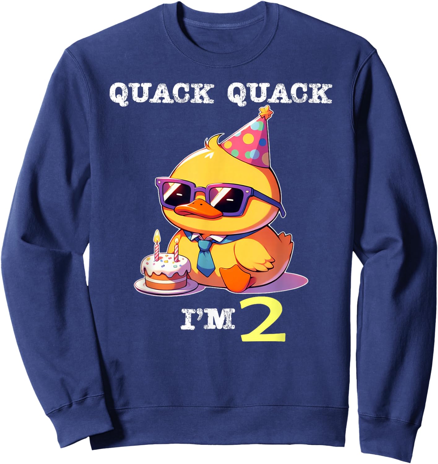 Kids 2nd Birthday Quack Im 2 Cute Duck Toddler Boy Girl Sweatshirt - Sweatshirt | Navy