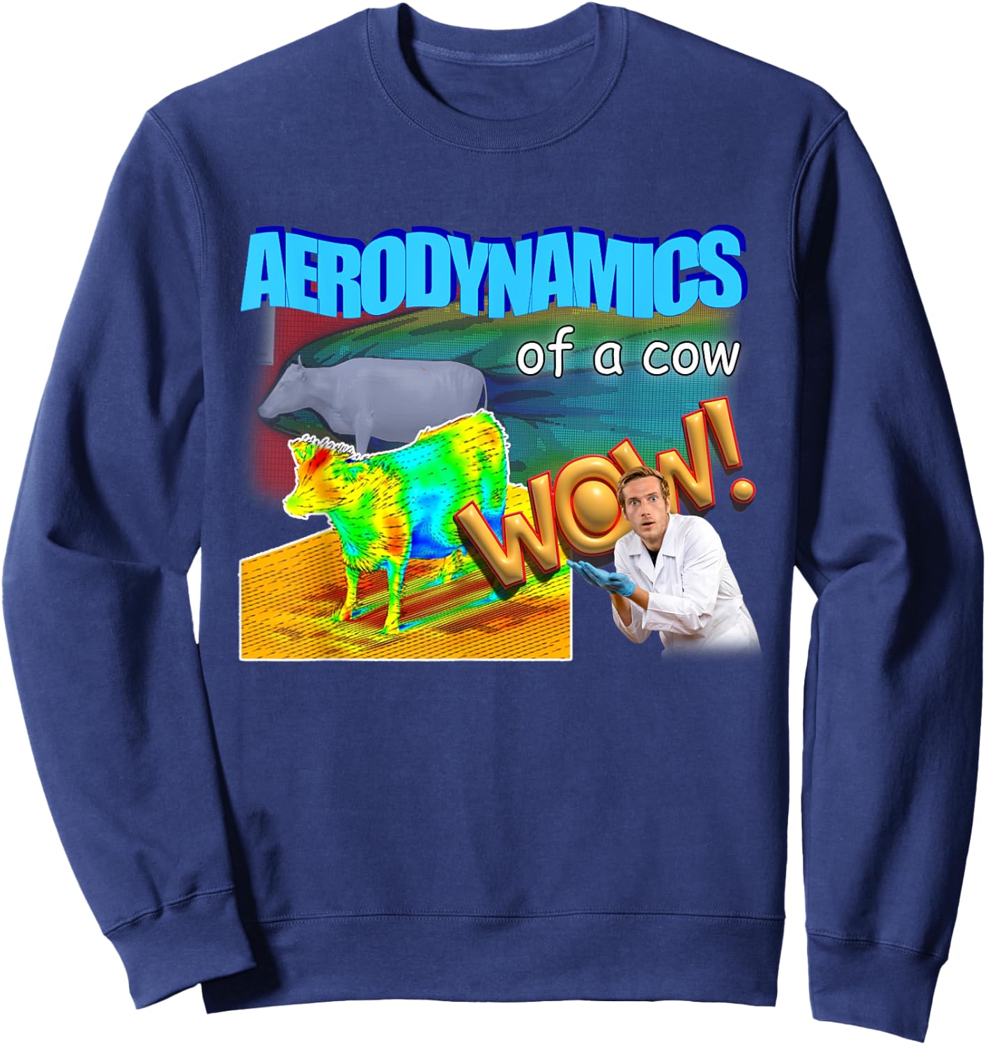 Aerodynamics Of A Cow Physics Meme Sweatshirt - Sweatshirt | Navy
