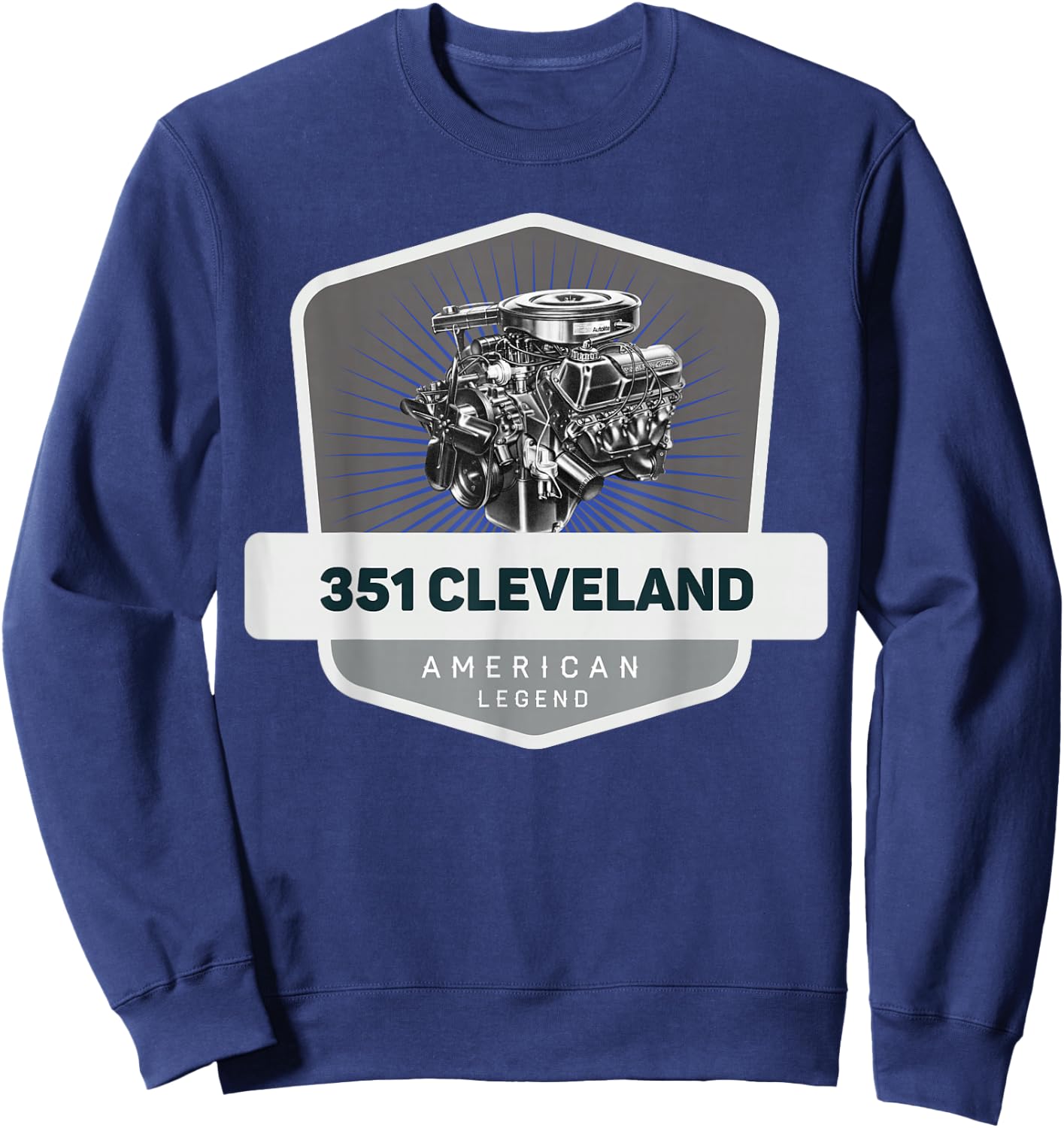351 Cleveland V8 Muscle Car Legend Engine Retro Logo Retro Sweatshirt - Sweatshirt | Navy