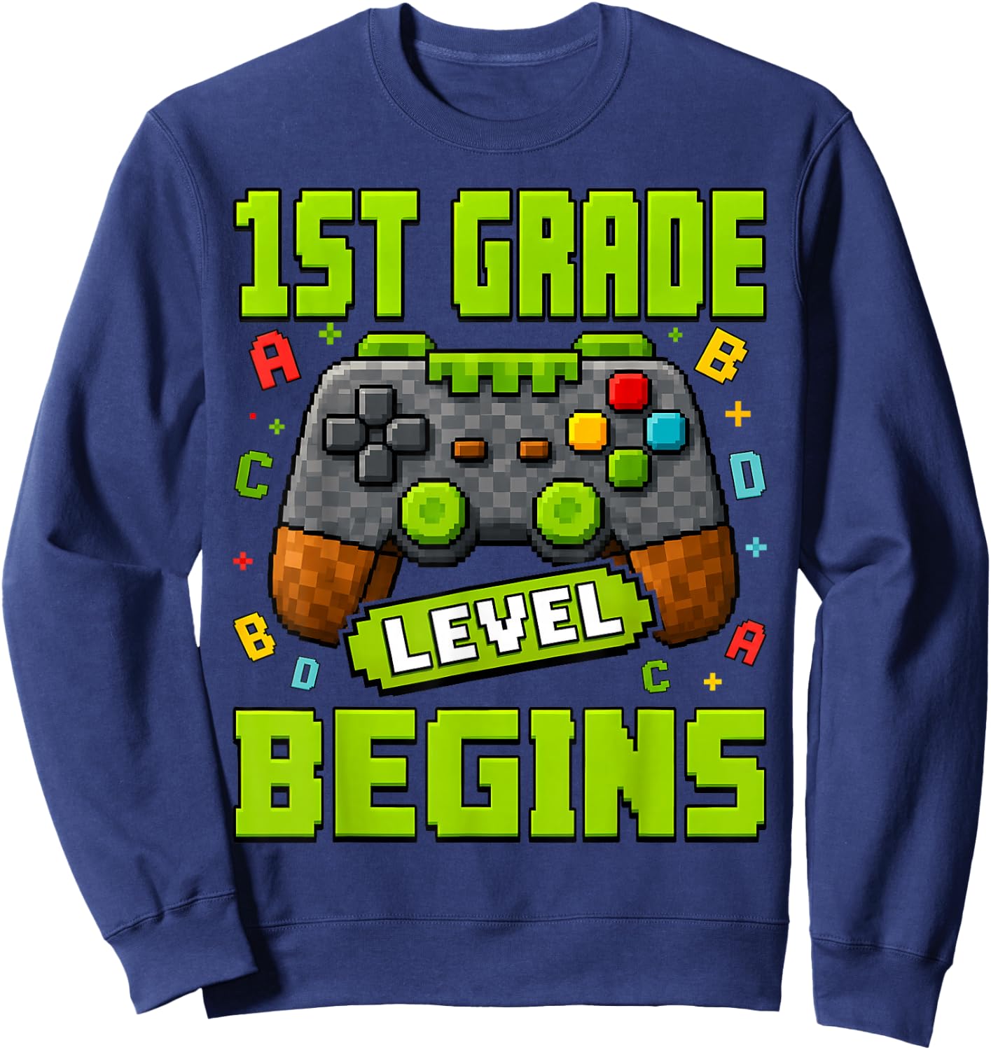Gamer 1st Garde Back to School First Day of First Grade Boys Sweatshirt - Sweatshirt | Navy