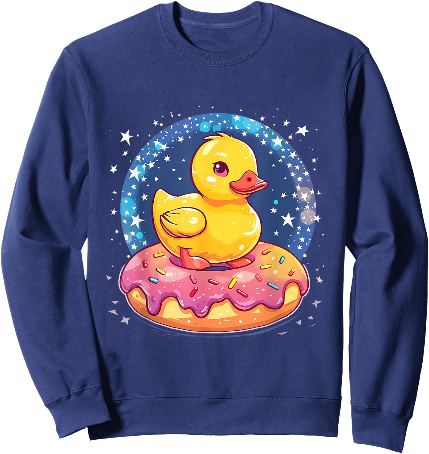 Rubber Duck Donut Watercolor Rubber Duckling Duck Lover Sweatshirt - Sweatshirt | Navy