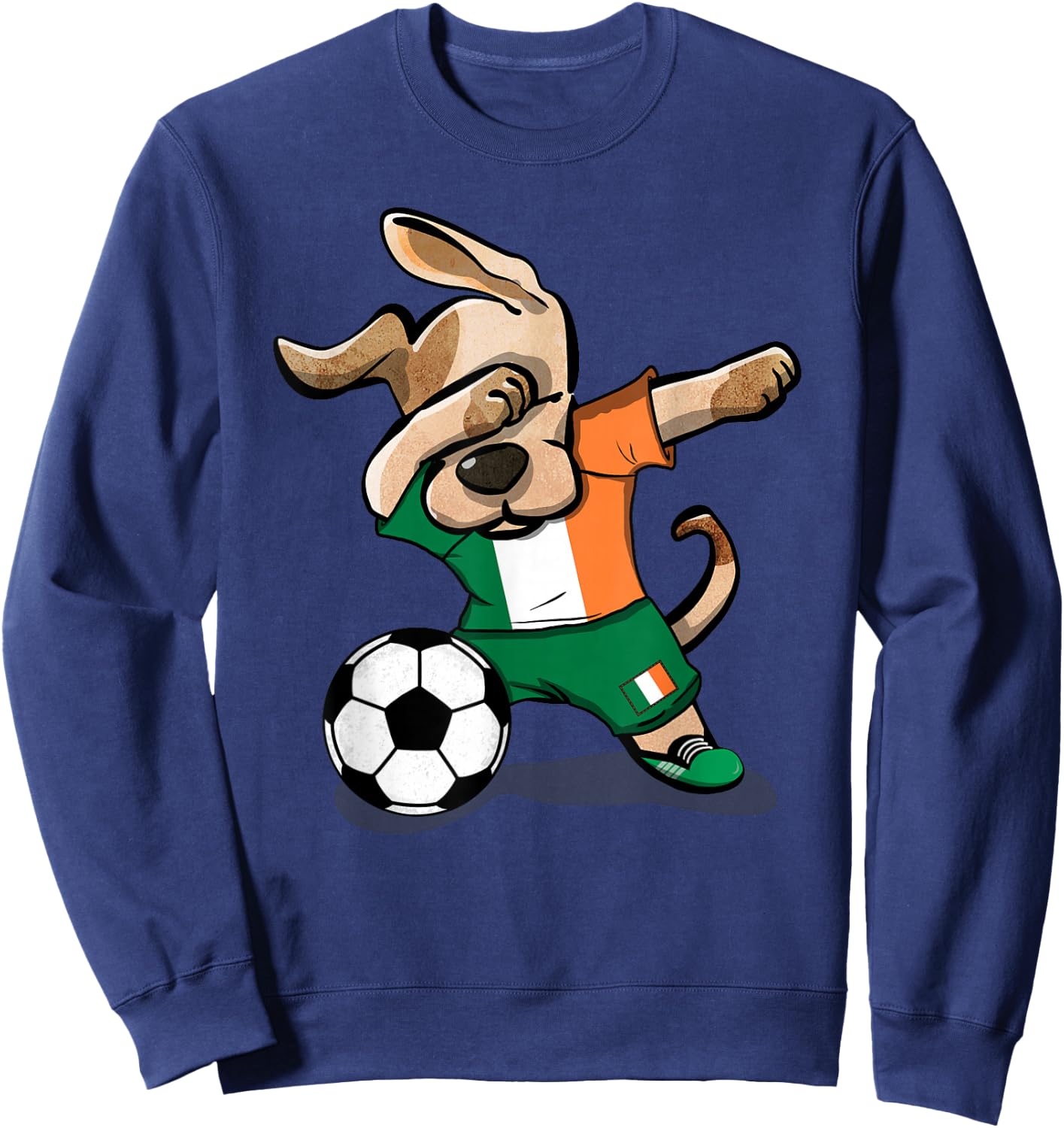 Funny Dabbing Dog Ireland Soccer Jersey Funny Irish Football Sweatshirt - Sweatshirt | Navy