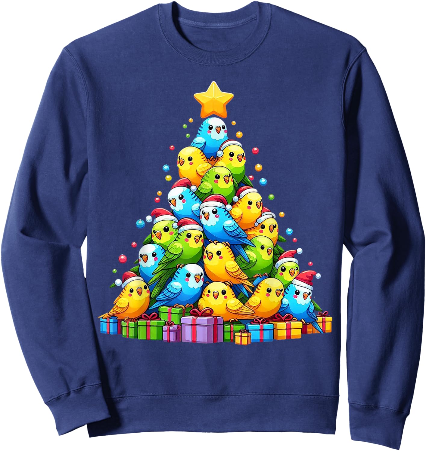 Budgie Christmas Tree Bird Christmas Cosutme Men Women Kids Sweatshirt - Sweatshirt | Navy