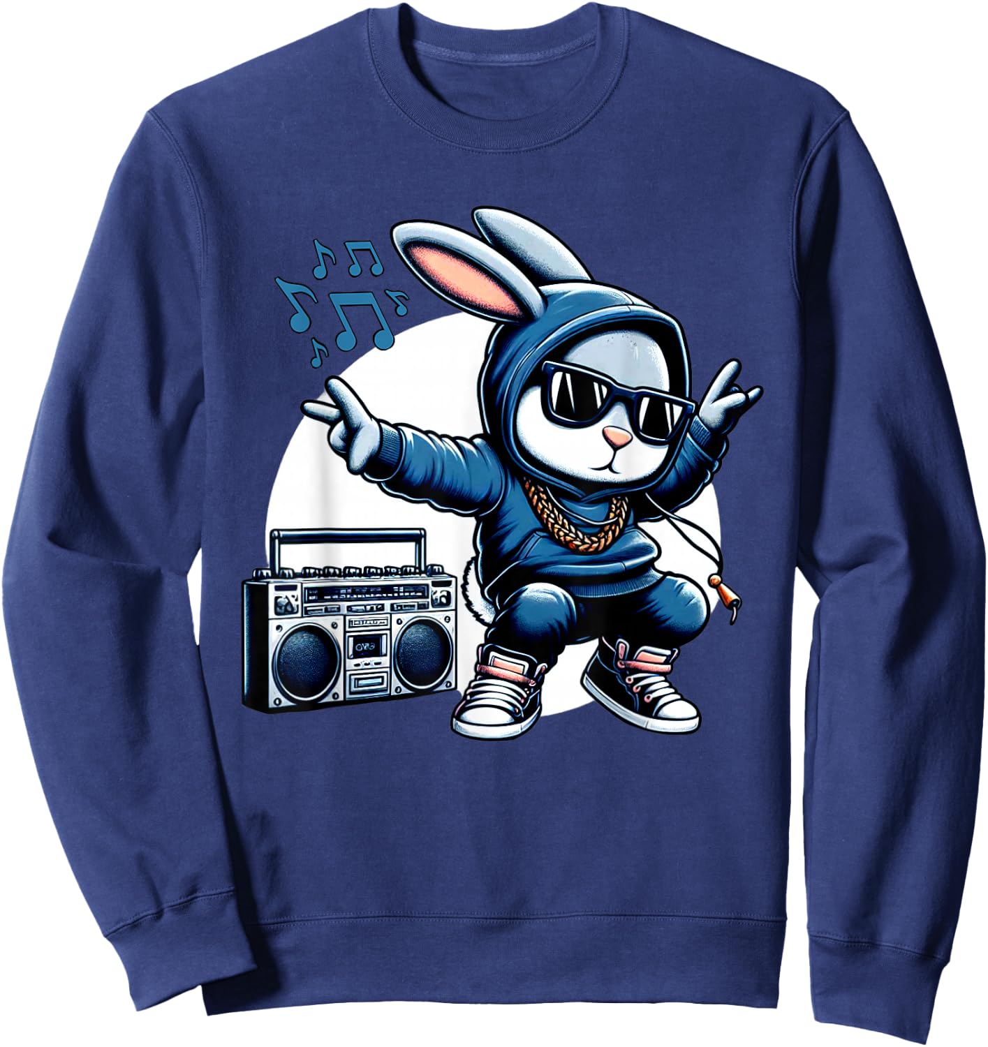 Thug Bunny Gangster Rabbit Break Dancing 80's Dance Rabbit Sweatshirt - Sweatshirt | Navy