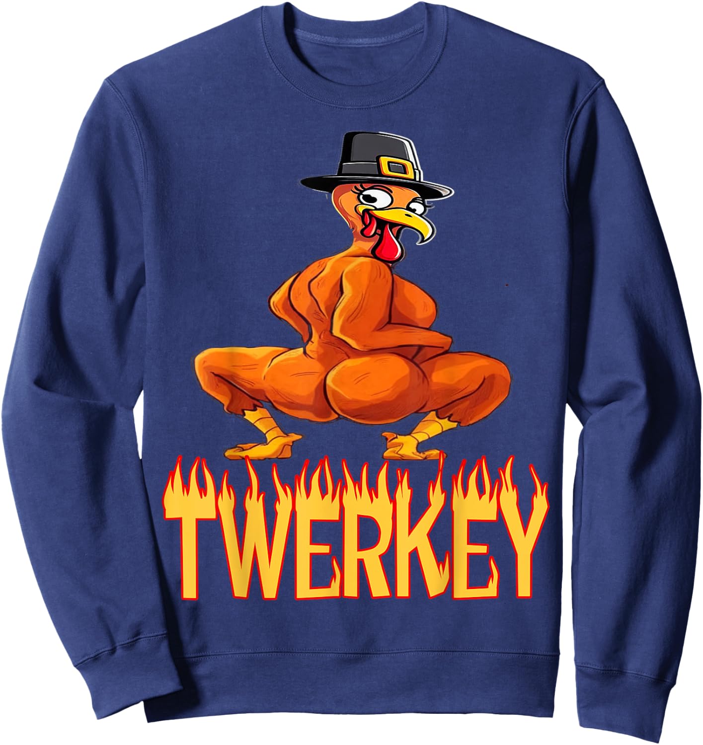 Twerkey Twerk Twerking Funny Dancing Turkey Thanksgiving Sweatshirt - Sweatshirt | Navy