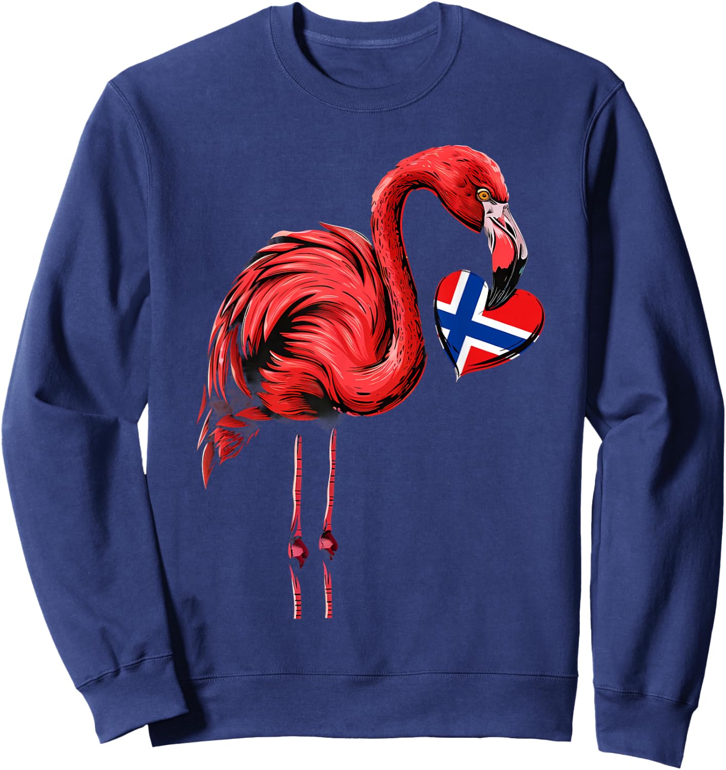 Norway Flamingo Heart Norwegian Pride Norwegian Flag Sweatshirt - Sweatshirt | Navy