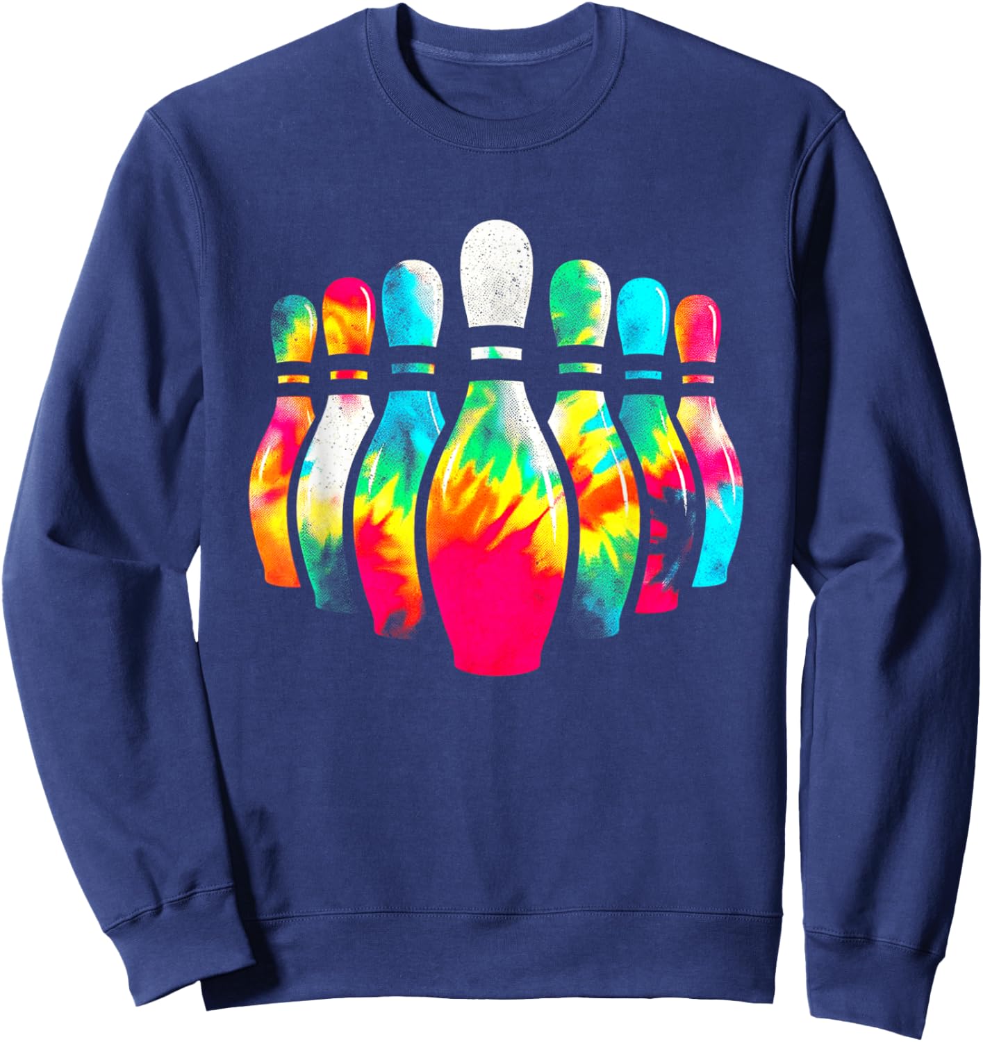 Bowling Pins Tie Dye - Vintage Bowling League Sports Lover Sweatshirt - Sweatshirt | Navy