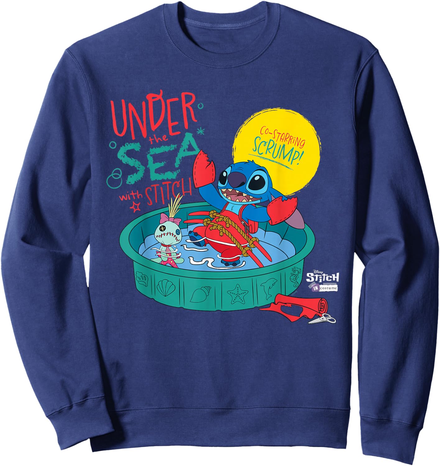 Disney 100 Stitch in Costume Little Mermaid Under The Sea Sweatshirt - Sweatshirt | Navy