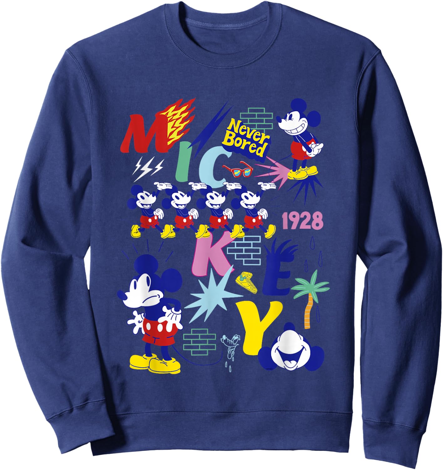 Disney Mickey Mouse Vintage Never Bored Sweatshirt - Sweatshirt | Navy