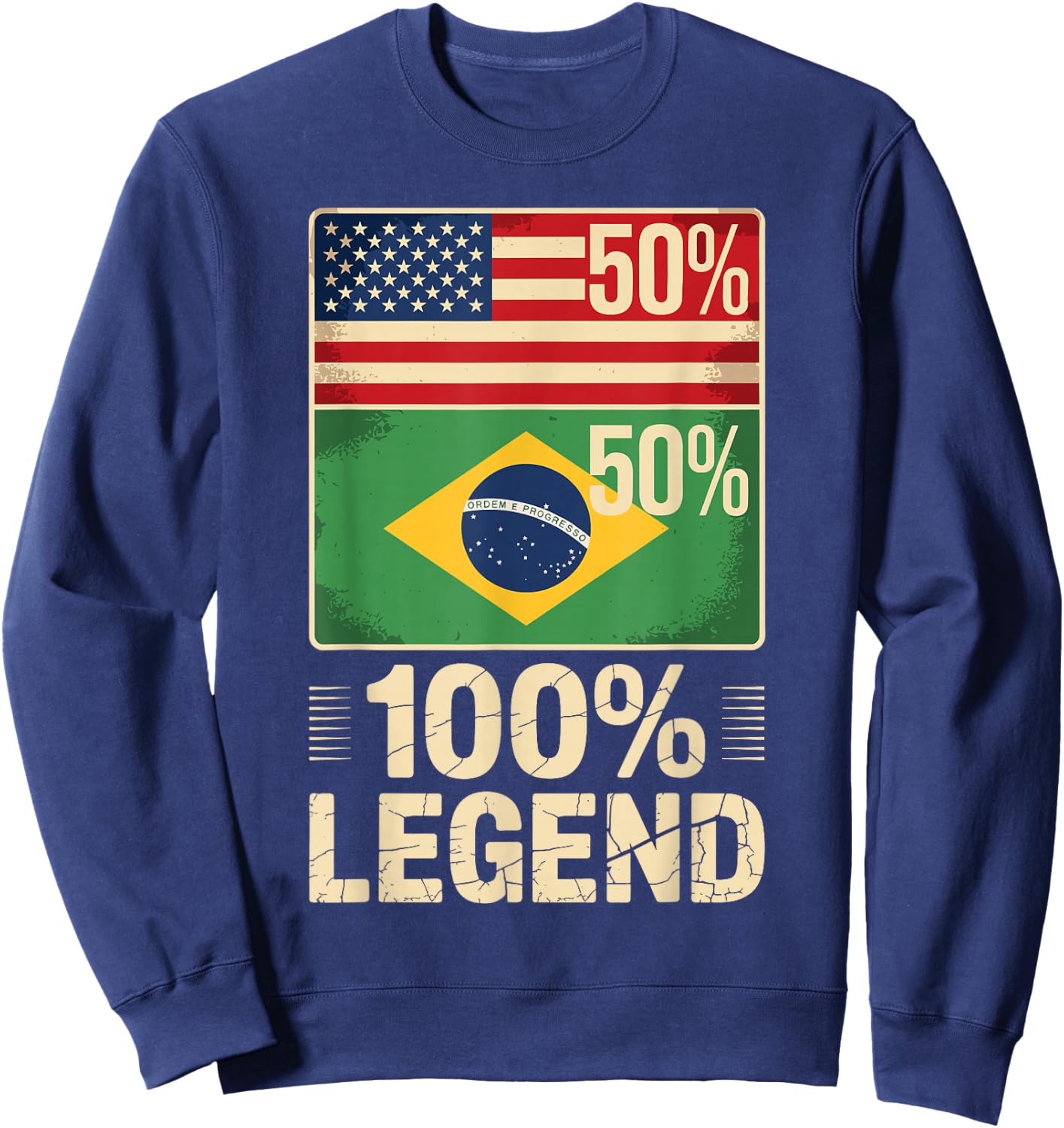 American Brazilian USA Brazil America 100% Legend Sweatshirt - Sweatshirt | Navy