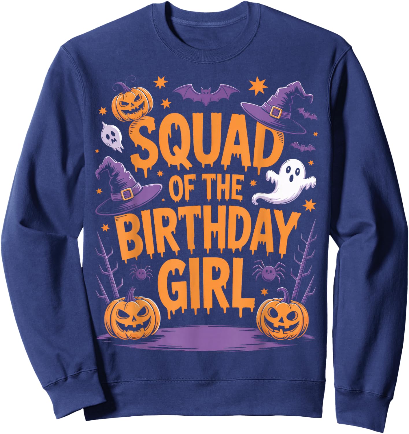 Halloween Squad of The Birthday Girl Matching Group Sweatshirt - Sweatshirt | Navy