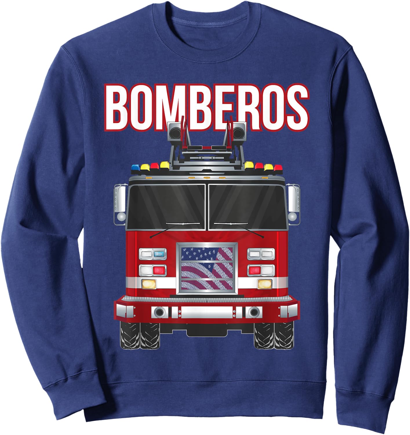 American Bomberos Fire Rescue Firefighter Department Truck Sweatshirt - Sweatshirt | Navy
