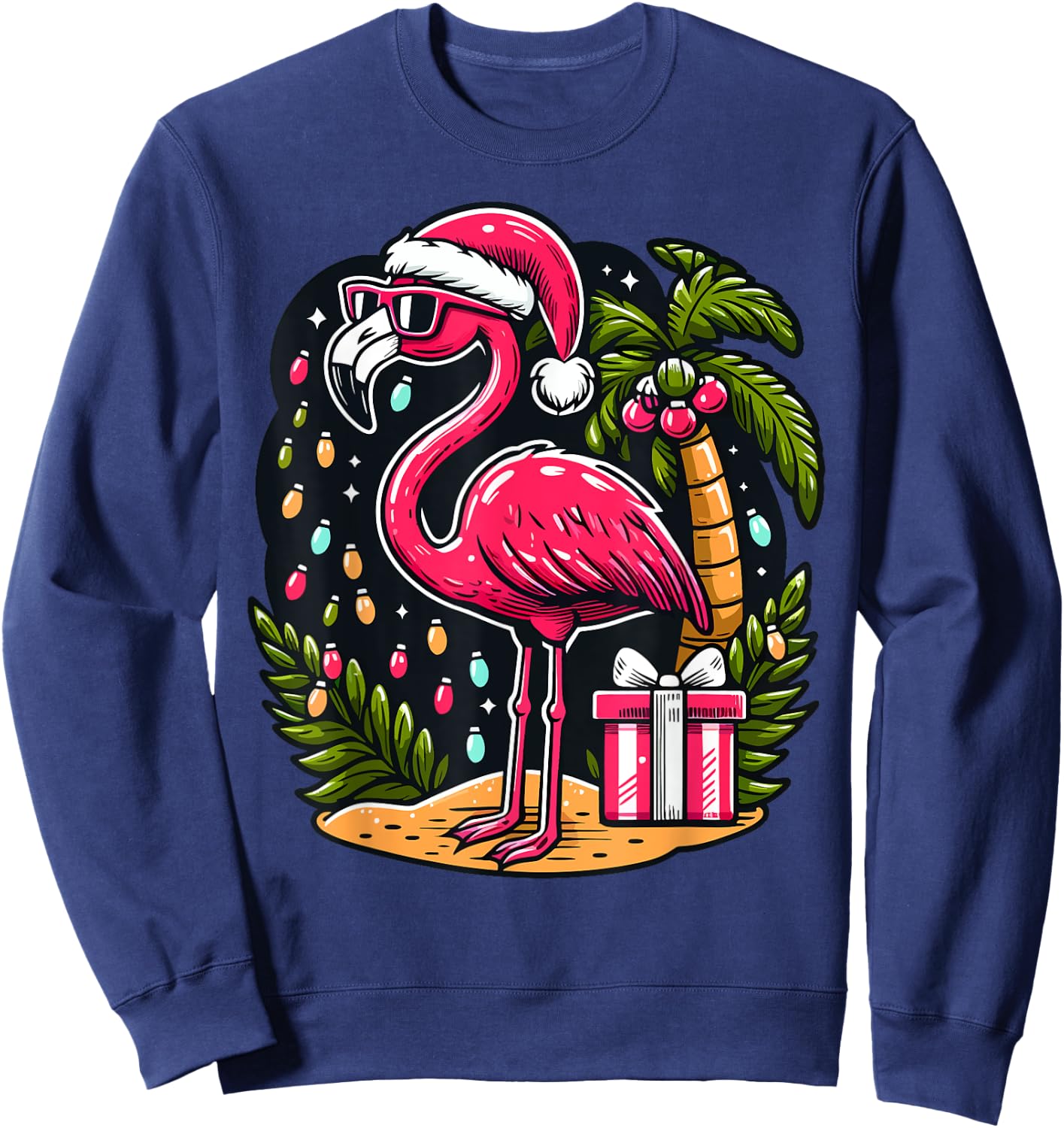 Flamingo Sunglasses Xmas Beach Tropical Christmas in July Men Women Kids Sweatshirt - Sweatshirt | Navy
