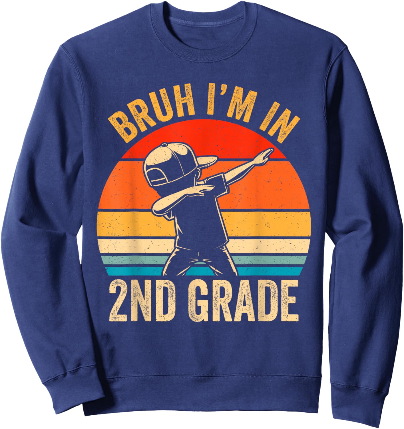 Second Grade Dabbing Boy Bruh i'm in 2nd Grade Students Kids Sweatshirt - Sweatshirt | Navy