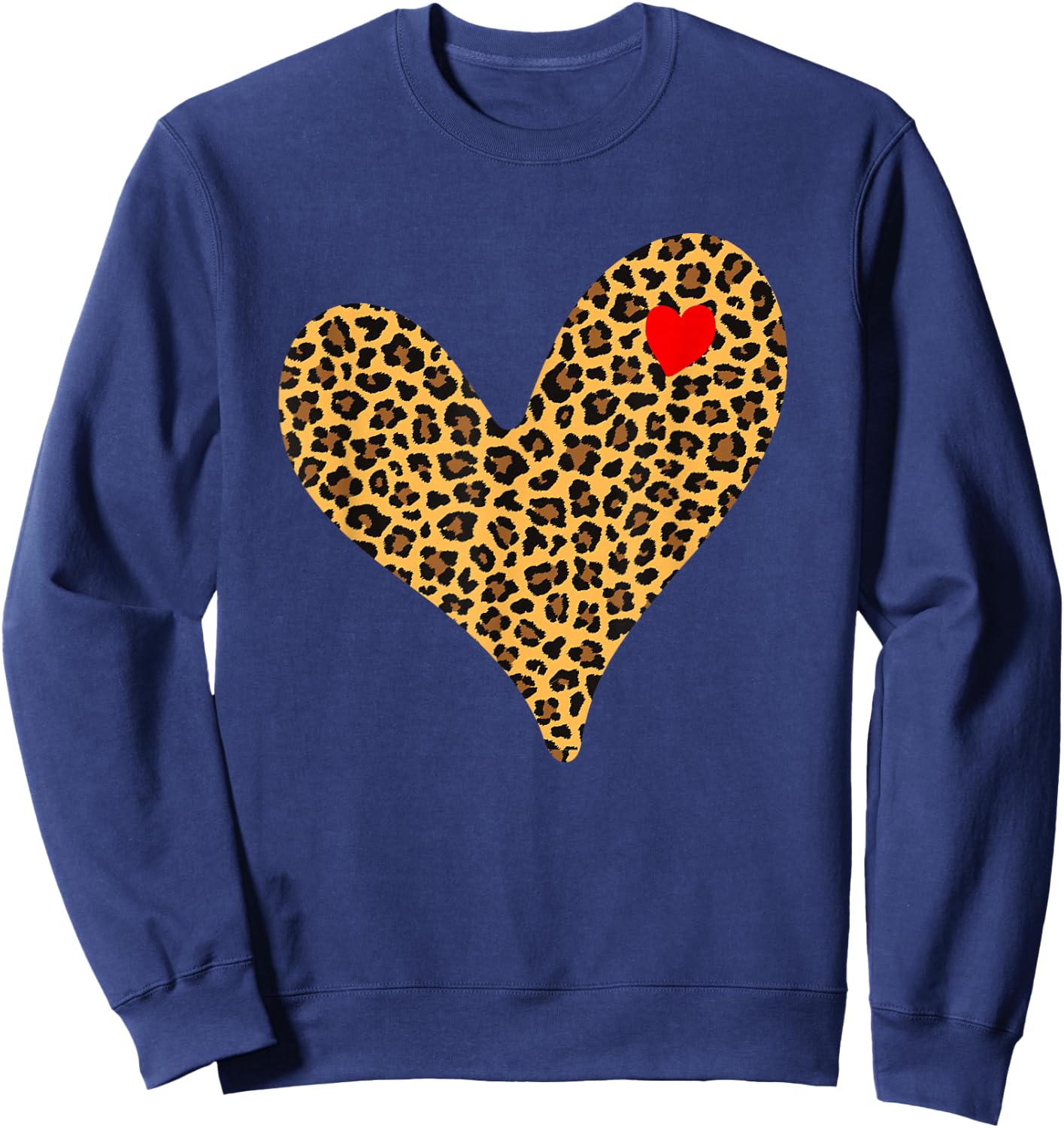 Heart Leopard Print - Cheetah Heart Sweatshirt - Sweatshirt | Navy