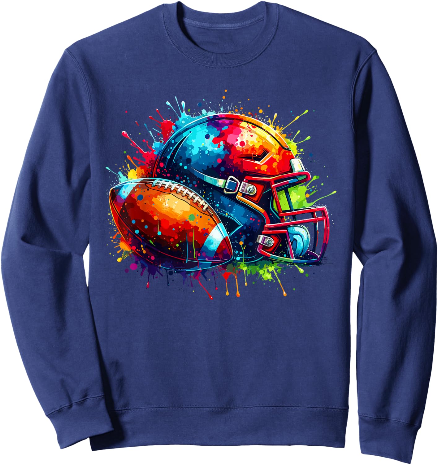 Colourful Splash Art American Football Player , black, S Sweatshirt - Sweatshirt | Navy