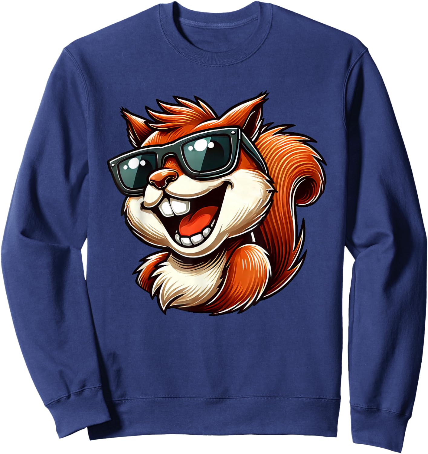 Cool Squirrel with Sunglasses Laughing Fun Sweatshirt - Sweatshirt | Navy