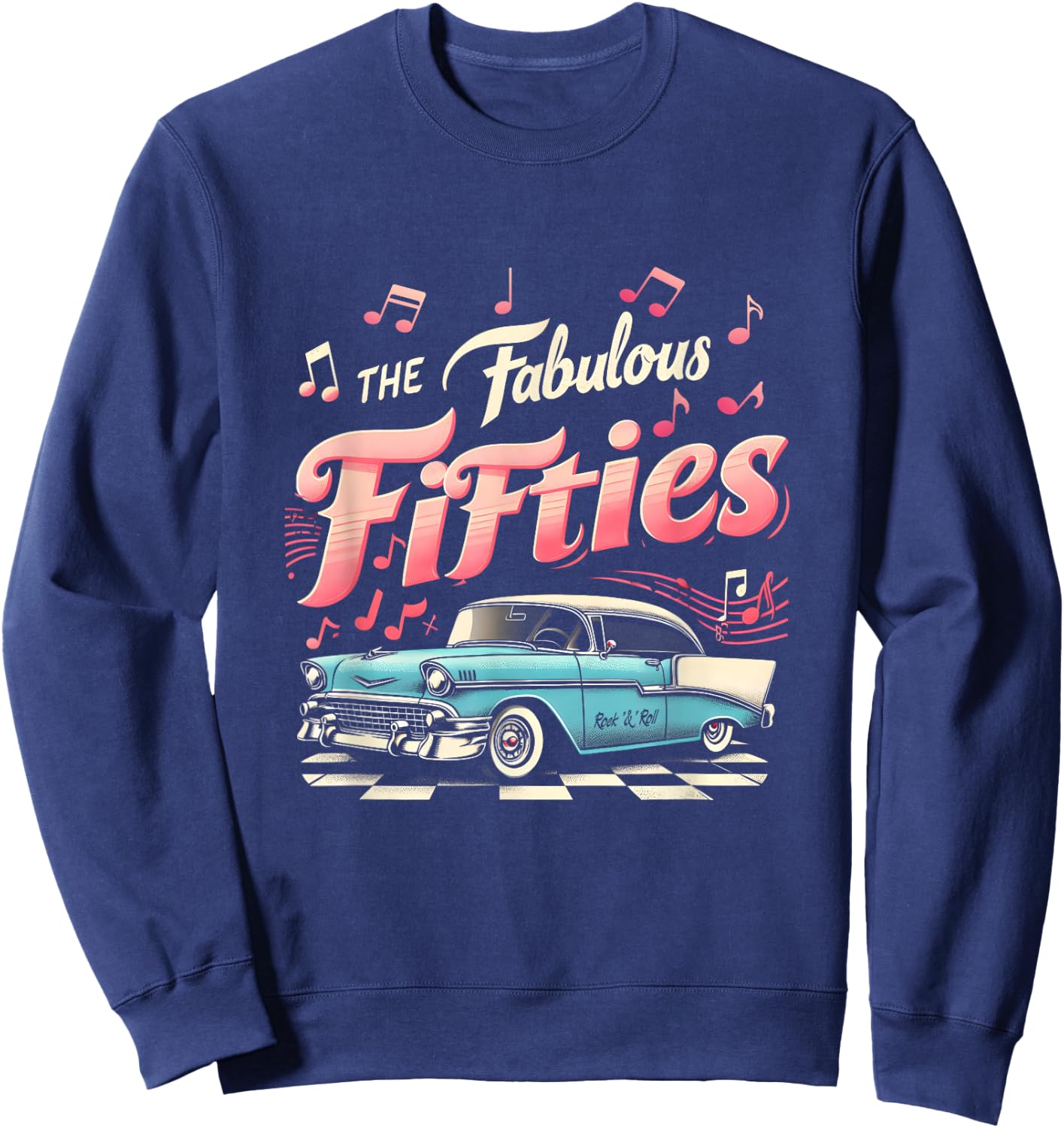 50s Rockabilly 1950s The Fabulous Fifties Rock and Roll , black Sweatshirt - Sweatshirt | Navy