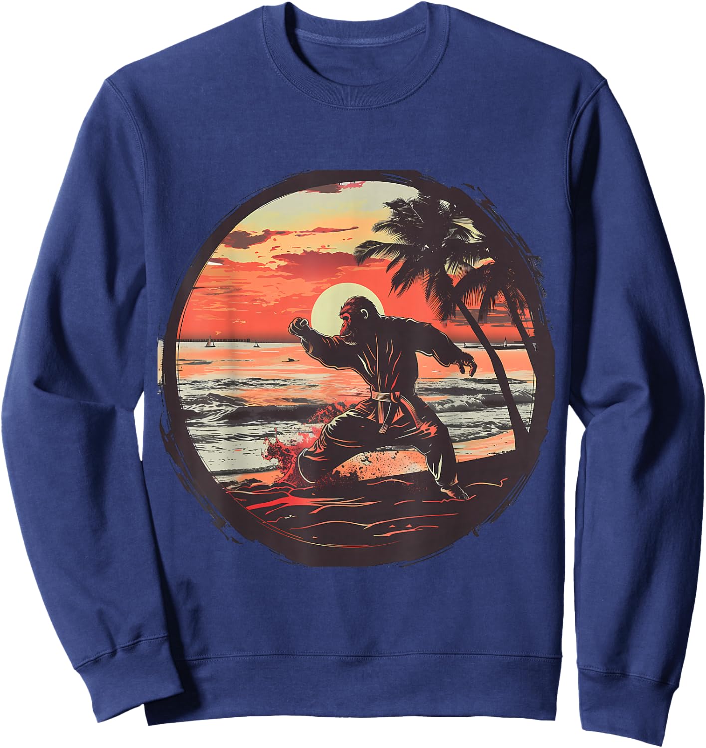 Karate Monkey Sunset Jiu-Jitsu MMA Martial Arts Kickboxing Sweatshirt - Sweatshirt | Navy