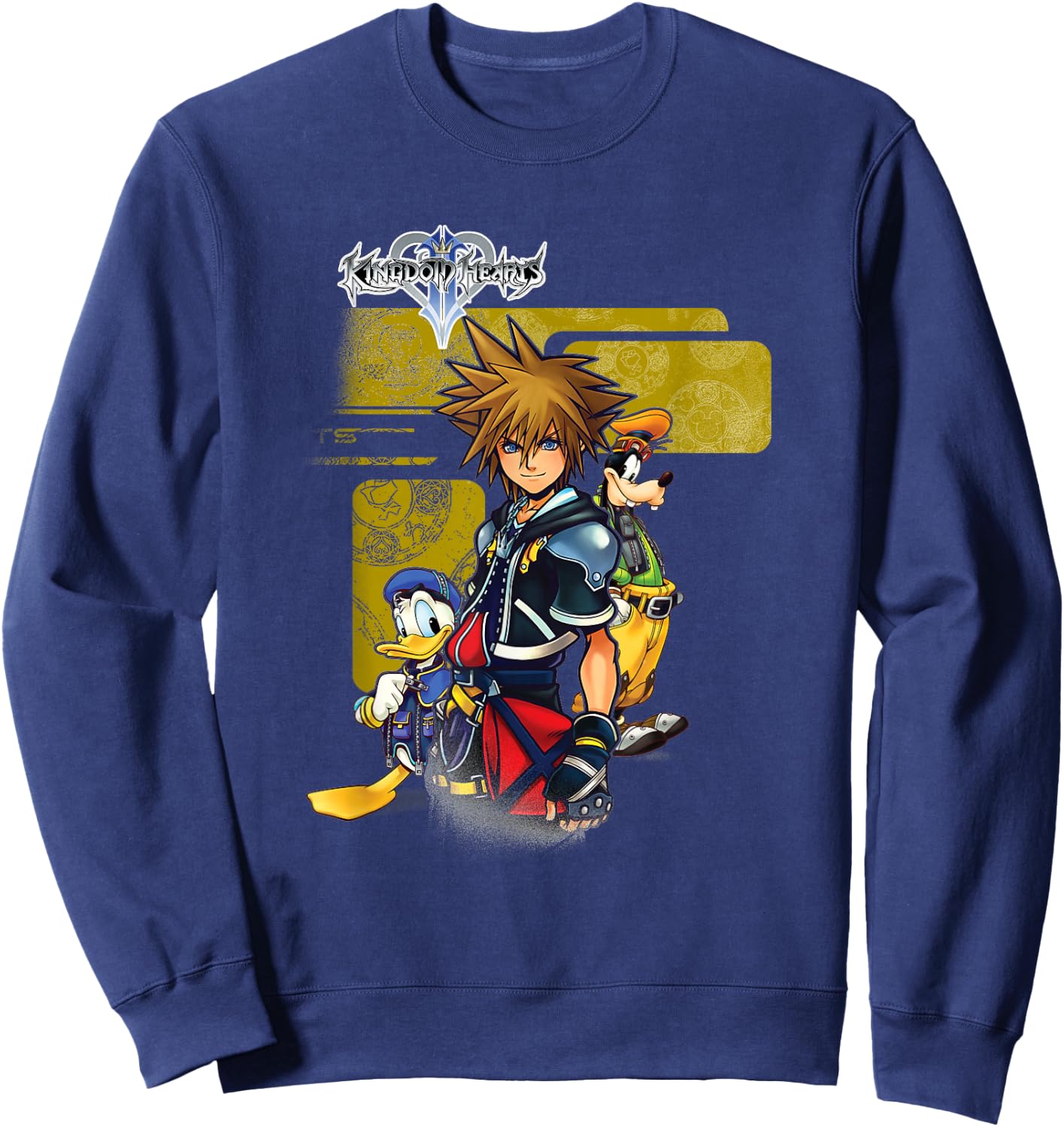 Disney Kingdom Hearts Kingdom Warriors Tiles Chest Portrait Sweatshirt - Sweatshirt | Navy
