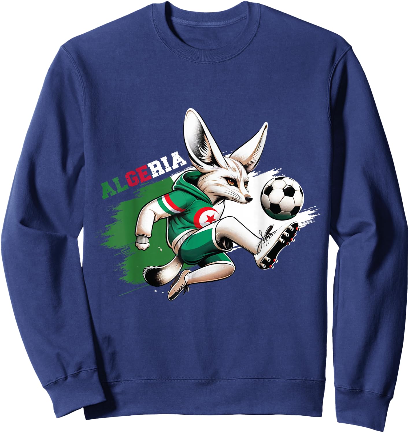 Fennec Algerian Flag Football Gift Jersey Dz , Black, S Sweatshirt - Sweatshirt | Navy