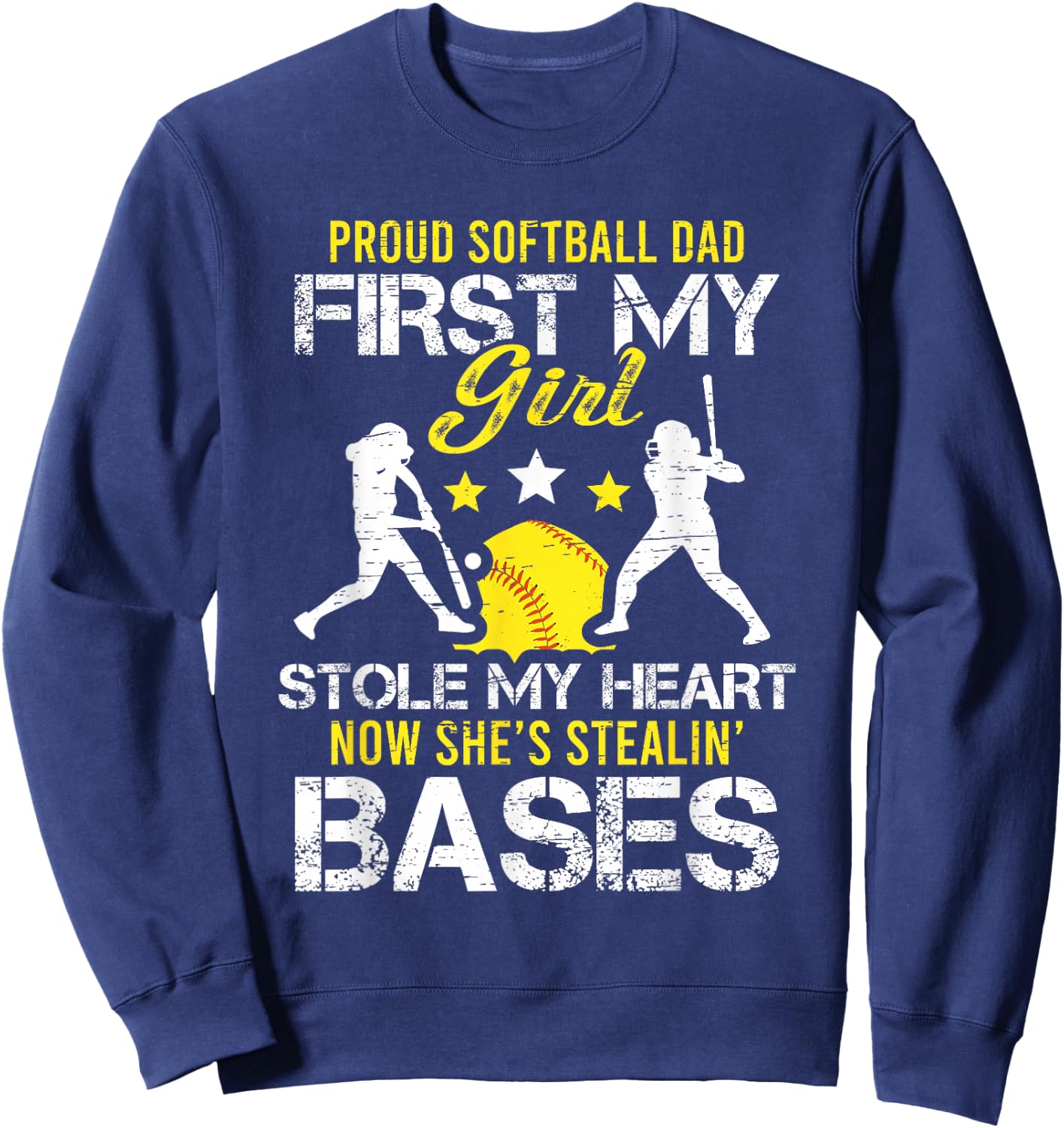 Proud Softball Dad Father Day Coach Sport Sweatshirt - Sweatshirt | Navy