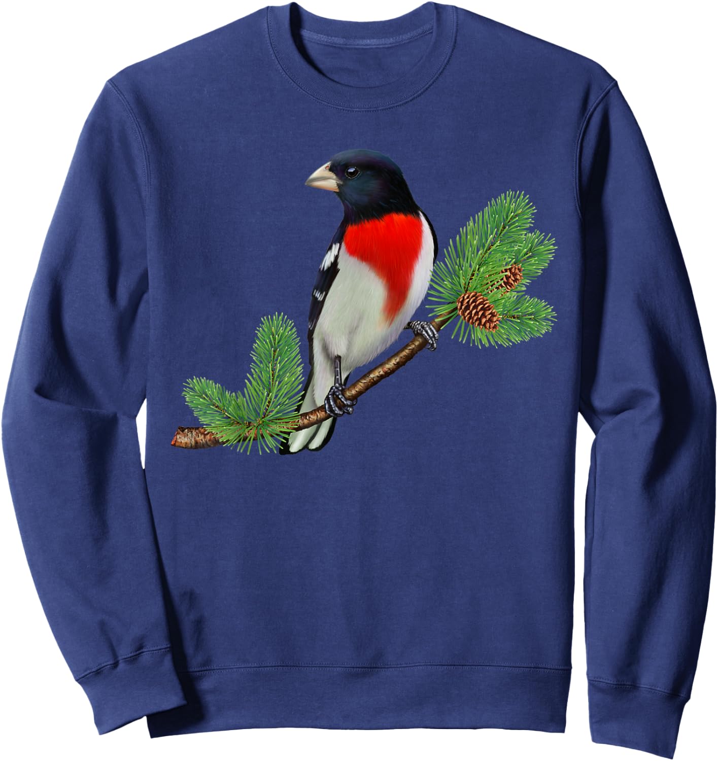 Rose Breasted Grosbeak Shirt Ornithology Bird Sweatshirt - Sweatshirt | Navy
