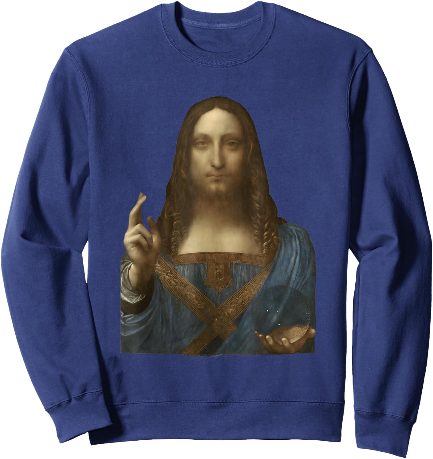 Salvator Mundi by Leonardo da Vinci (1500) Sweatshirt - Sweatshirt | Navy