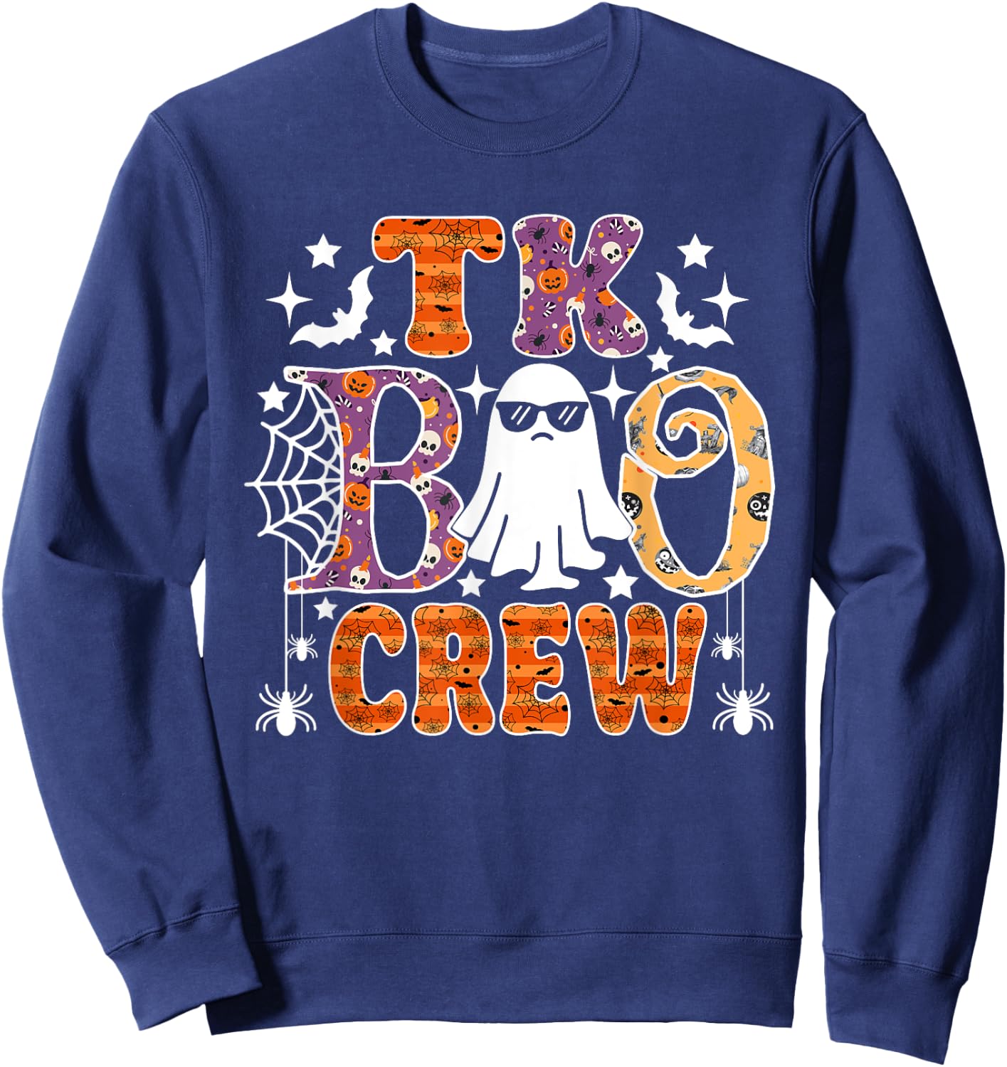 TK Boo Crew Funny Ghost Halloween Teachers Students Sweatshirt - Sweatshirt | Navy