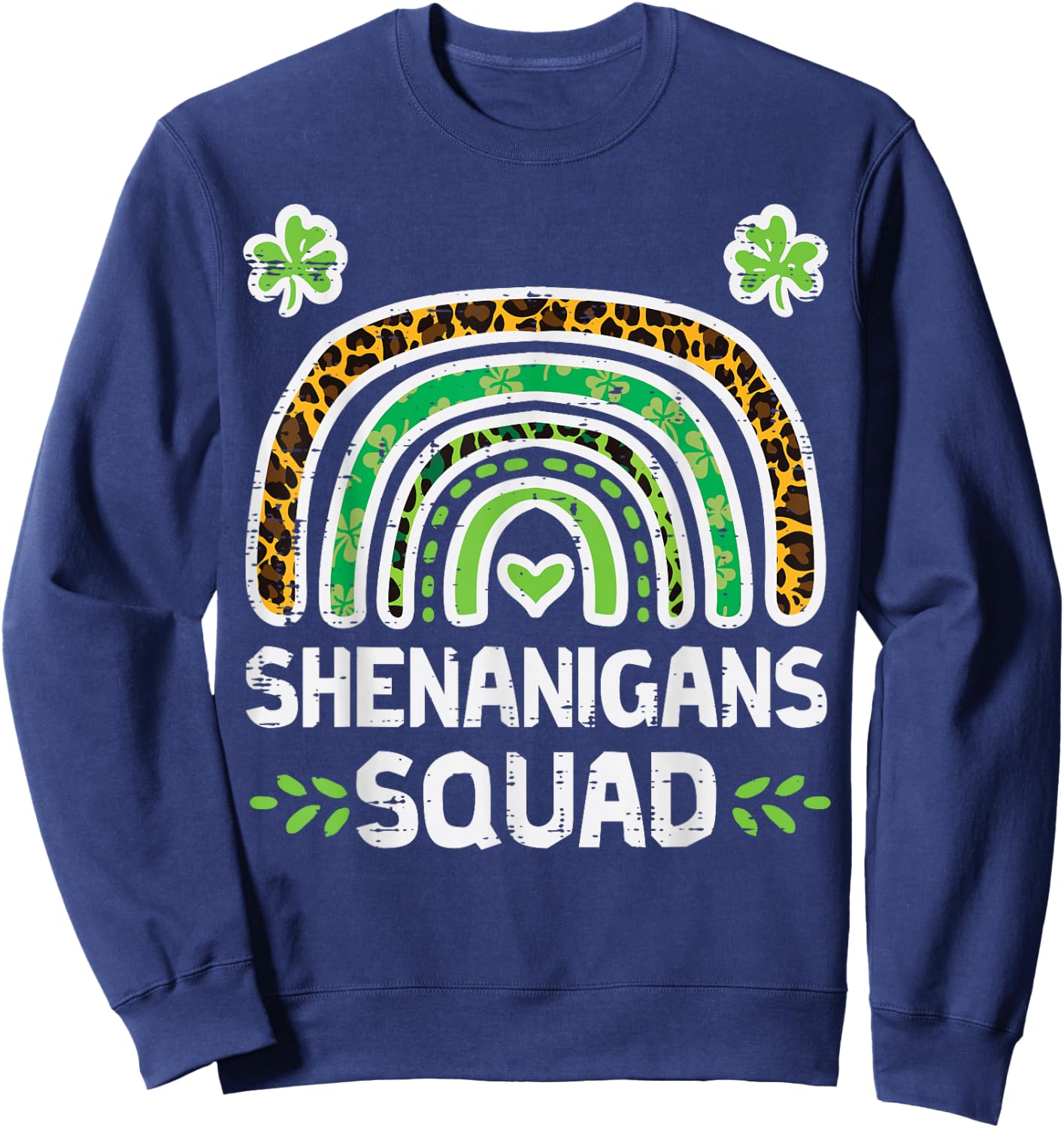 St Patricks Shenanigans Squad Leopard Rainbow Men Women Kids Sweatshirt - Sweatshirt | Navy