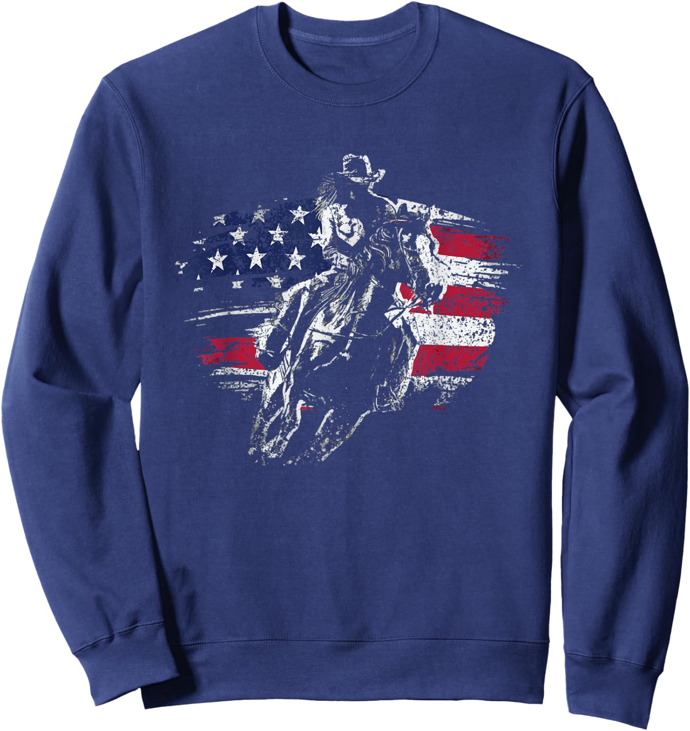 Patriotic Cowboy Rodeo Western Texas Cowboy Sweatshirt - Sweatshirt | Navy