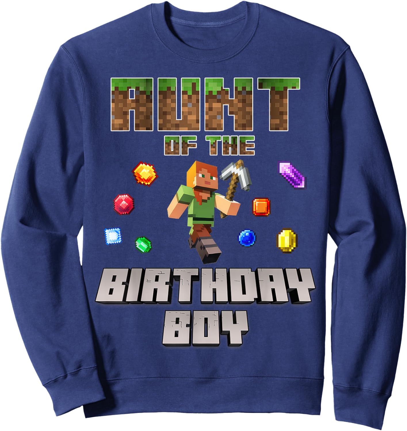 Aunt Of The Birthday Boy Video Gamer Pixel Number Sweatshirt - Sweatshirt | Navy