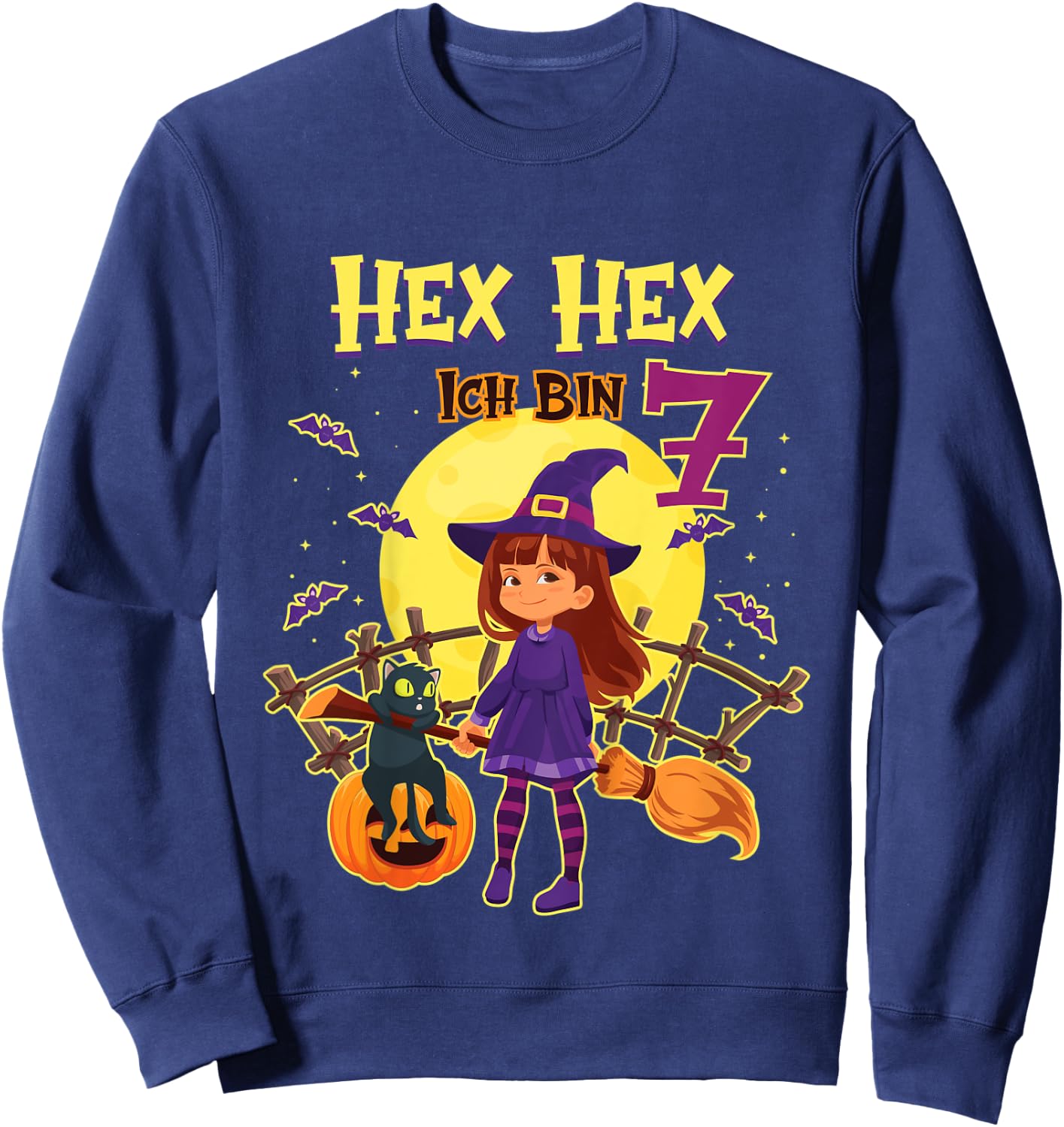 Kinder Hex Hex Ich Bin 7 Jahre Alt Geburtstagsshirt Hexe Geburtstag Sweatshirt - Sweatshirt | Navy