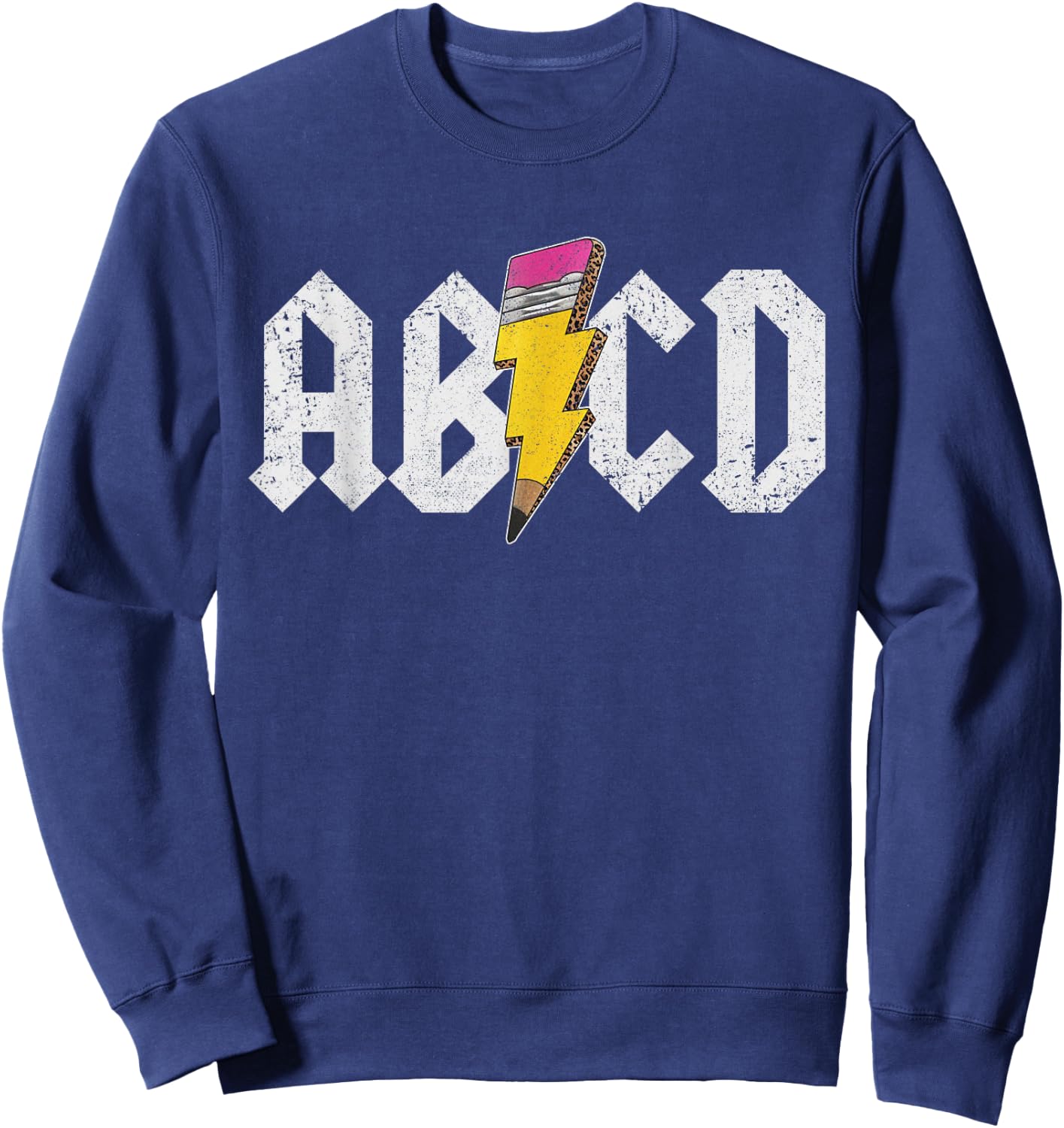 ABCD Lightning English Teacher ABC Learning Distressed , black Sweatshirt - Sweatshirt | Navy