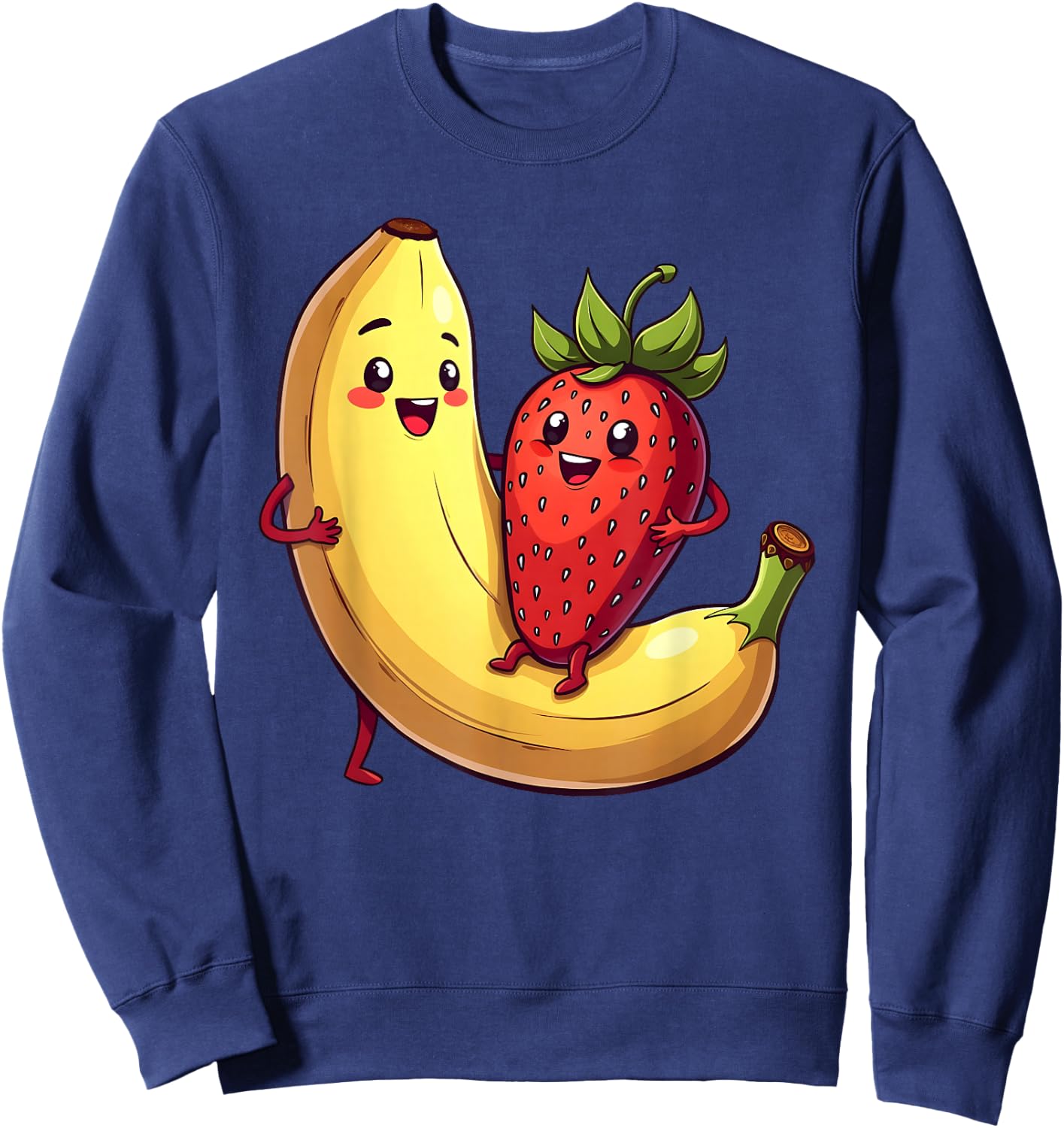 Erdbeere Banane Outfit Früchte Obst Kawaii Frucht Comic Sweatshirt - Sweatshirt | Navy