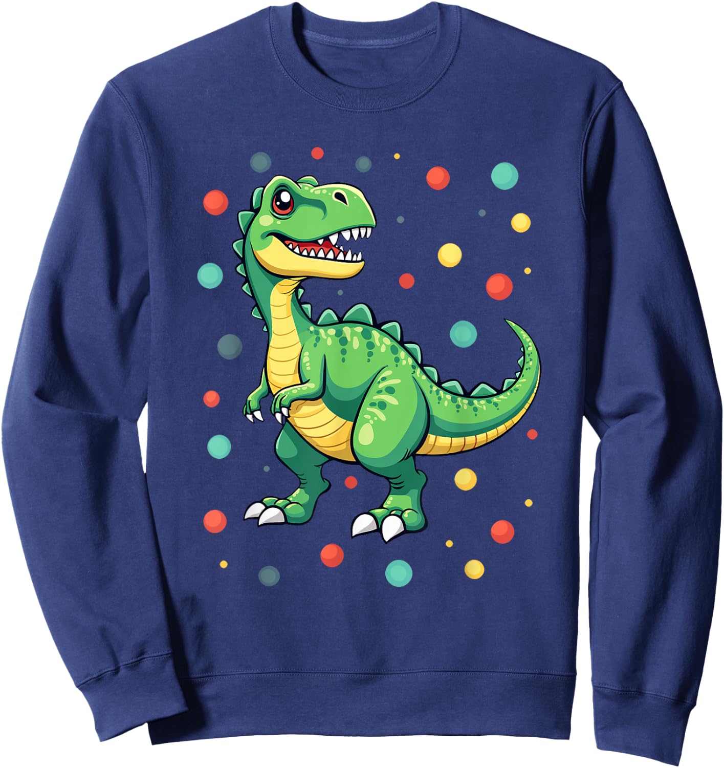 Dinosaur Trex Dino Polka Dots Polka Dot Boys Kids Youth , Black, S Sweatshirt - Sweatshirt | Navy