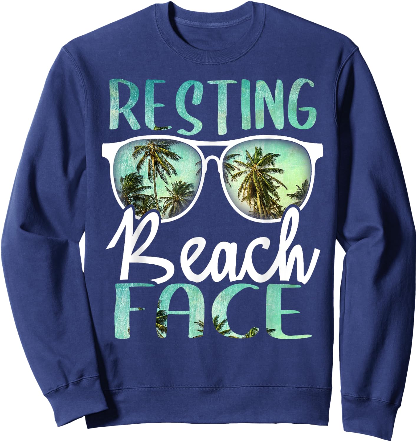 Resting Beach Face Vintage Retro Funny Beach Vacation Women Sweatshirt - Sweatshirt | Navy