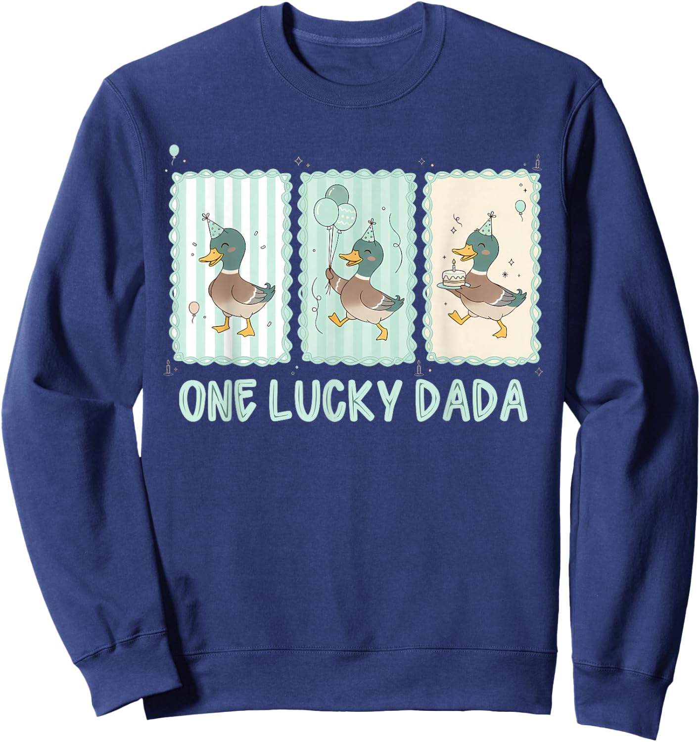 One Lucky Dada 1st Birthday Party Silly Goose Dad Matching Sweatshirt - Sweatshirt | Navy