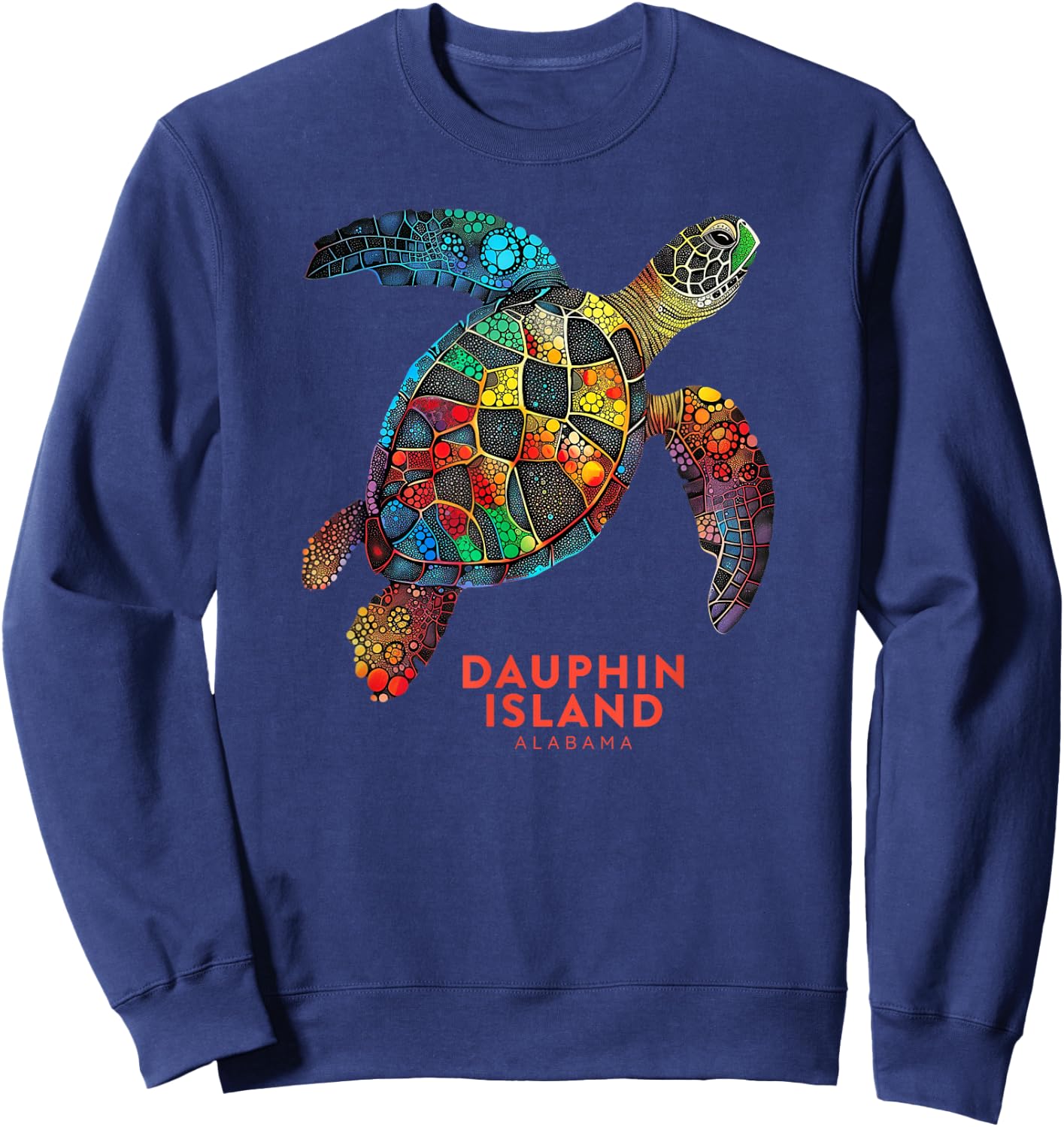 Dauphin Island Alabama Summer Vacation Sea Turtle Vintage Men Women Sweatshirt - Sweatshirt | Navy