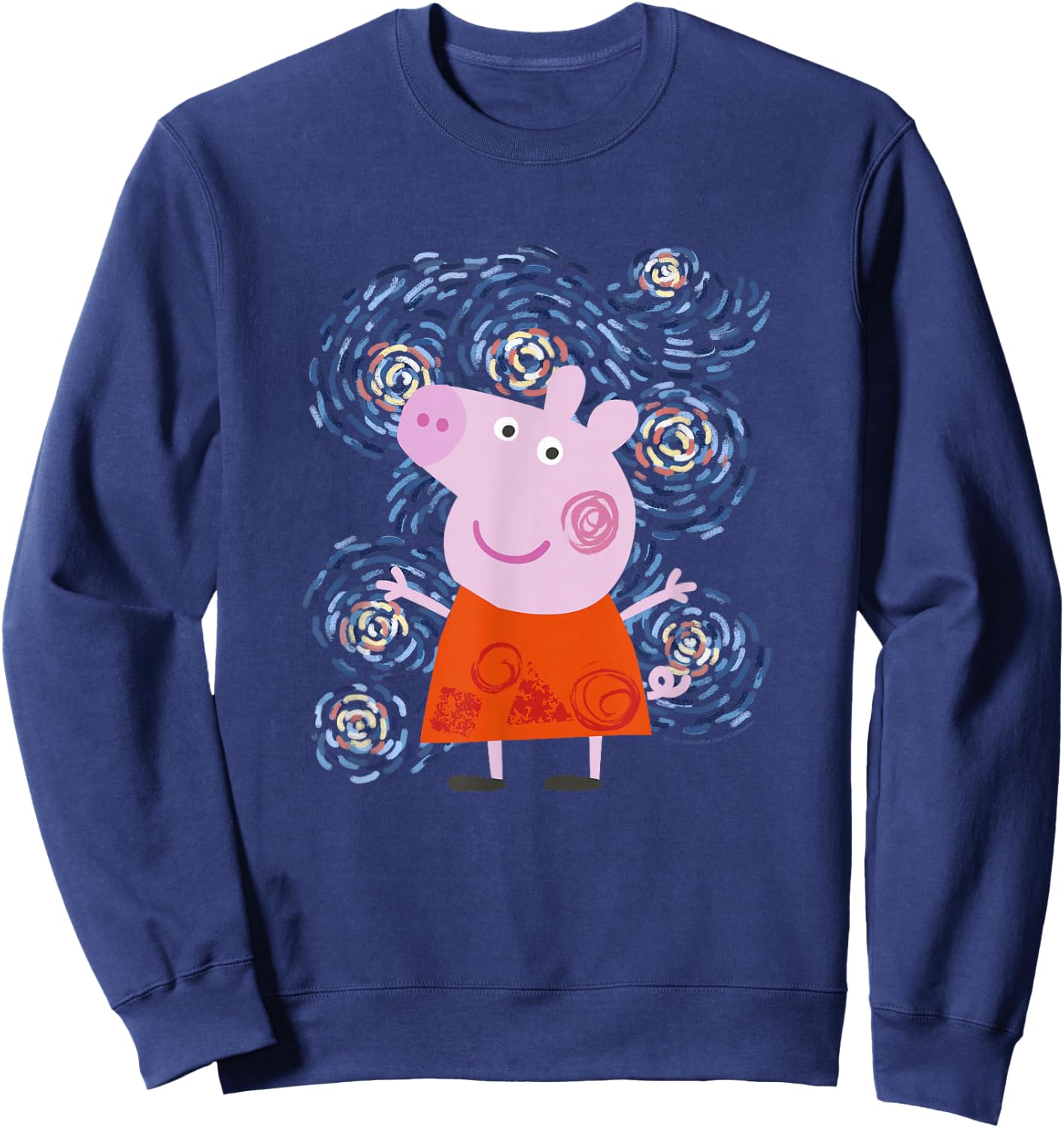 Peppa Pig Starry Night Inspired Artsy Portrait Sweatshirt - Sweatshirt | Navy