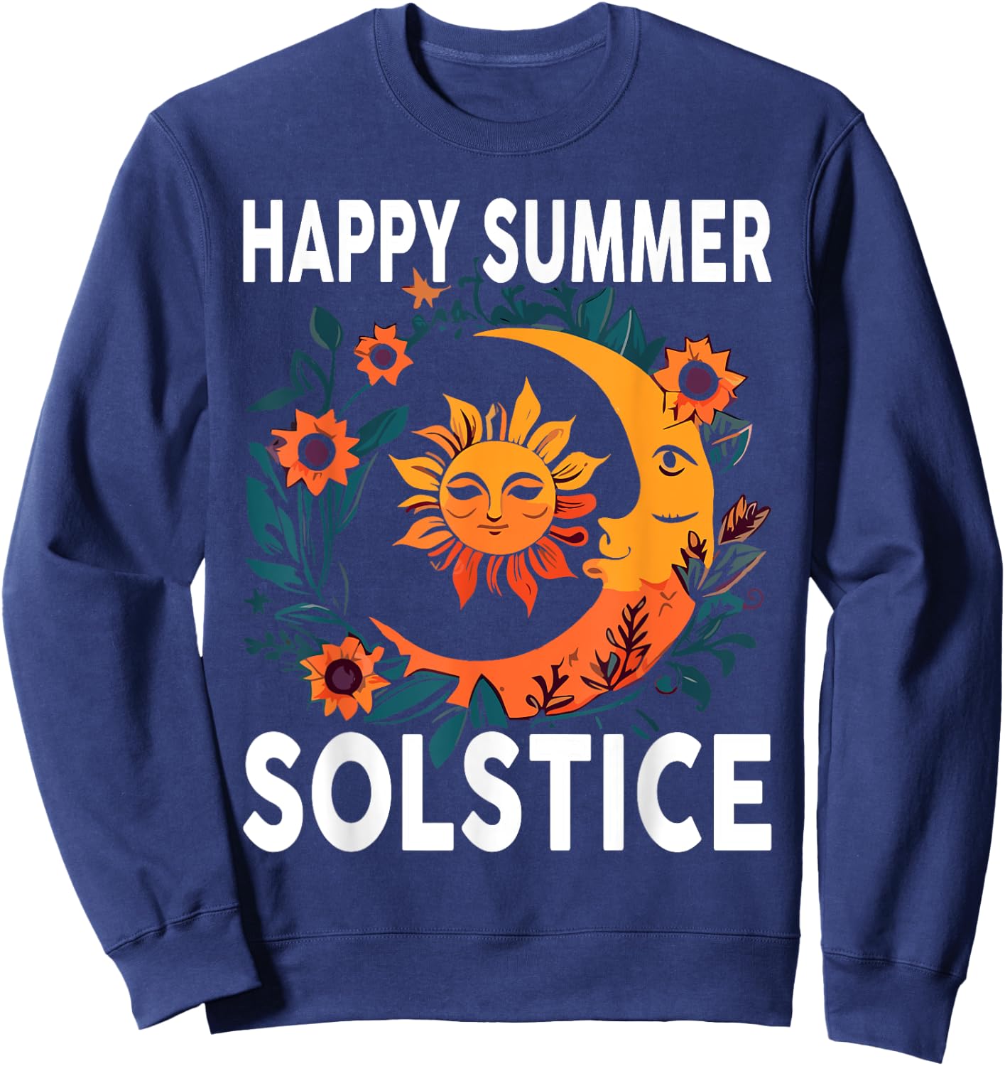 Earthy Happy Summer Solstice Sweatshirt - Sweatshirt | Navy