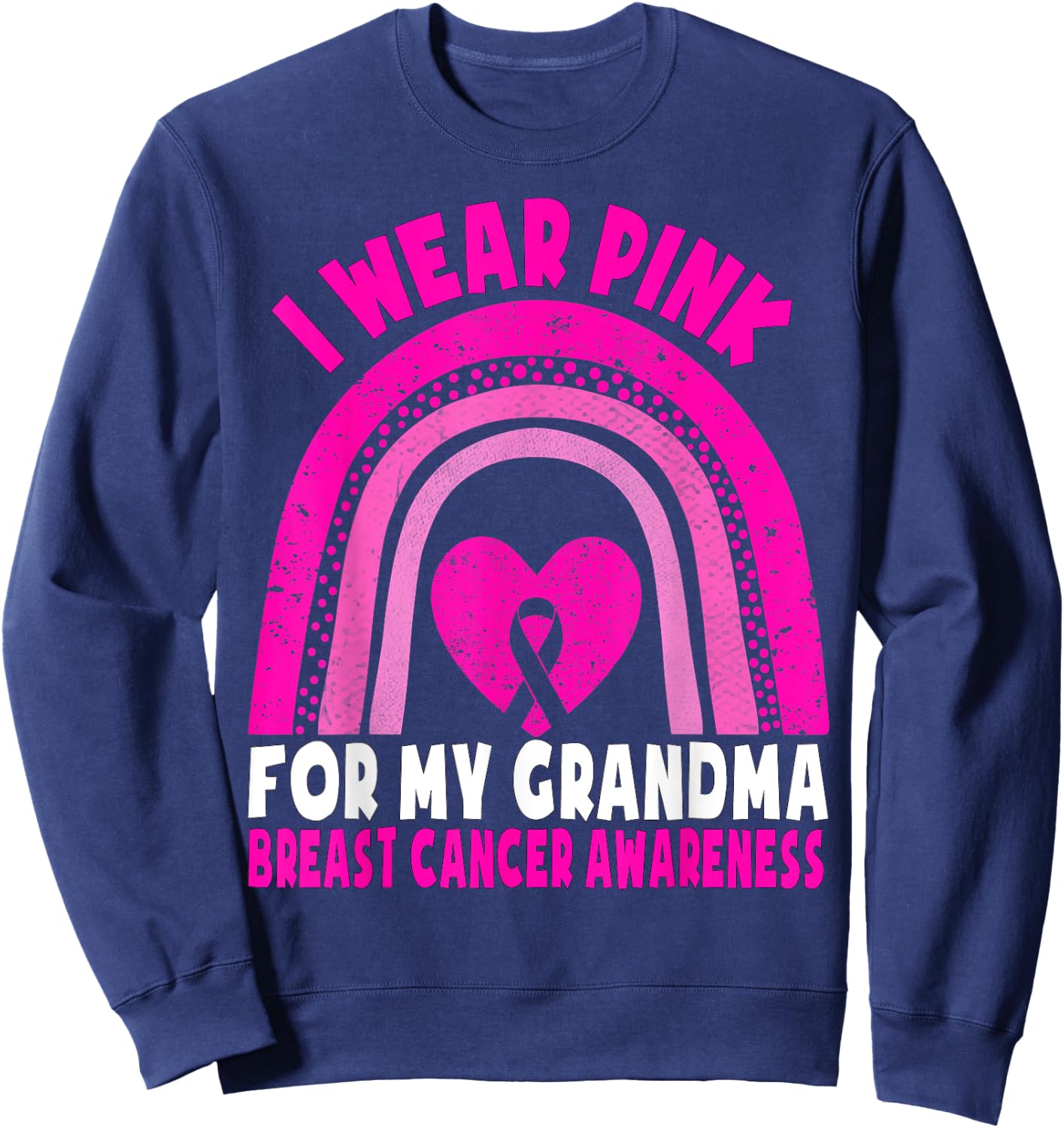 I Wear Pink For My Grandma Breast Cancer Awareness Kids Sweatshirt - Sweatshirt | Navy